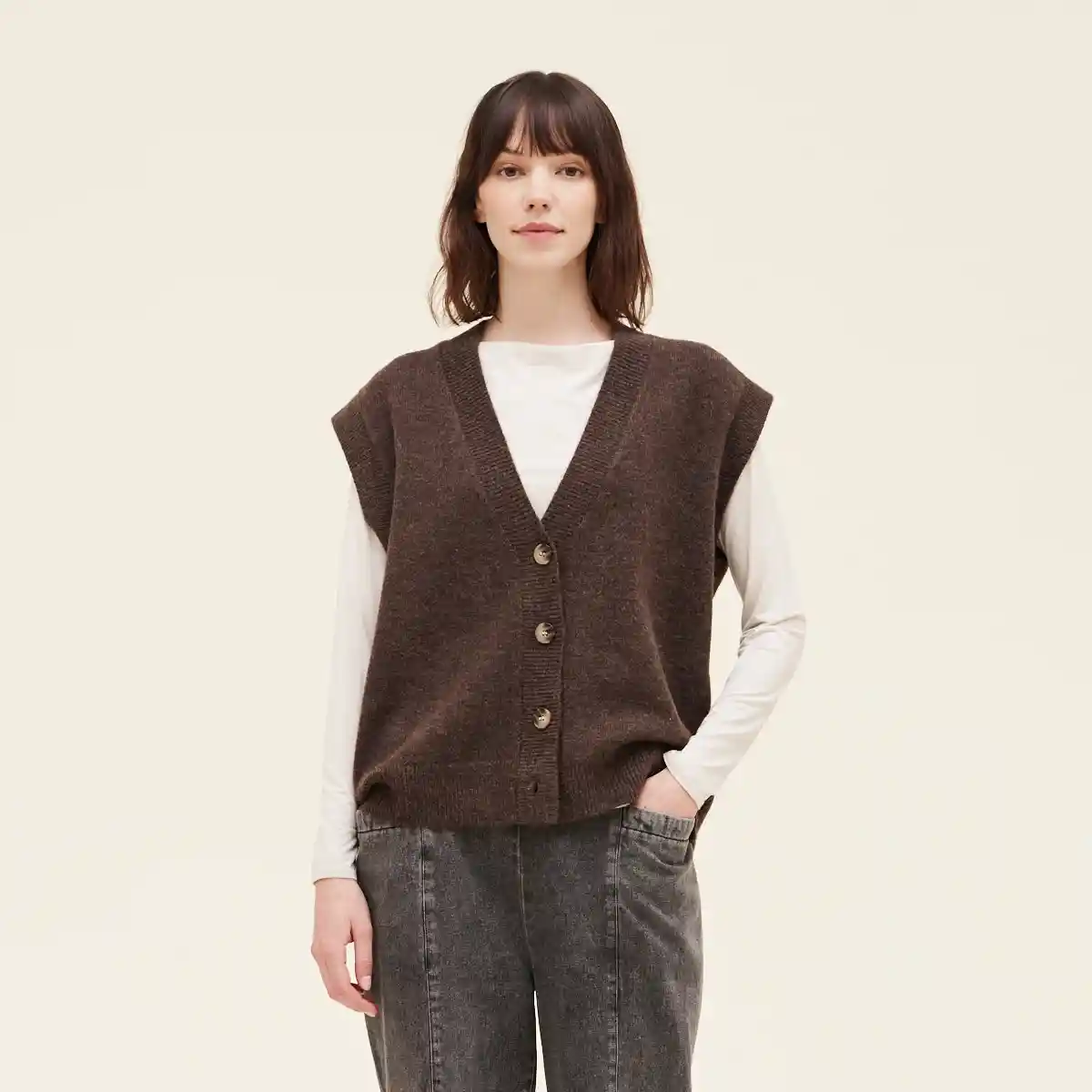 Grade & Gather Womens Knit Vest, dark umber
