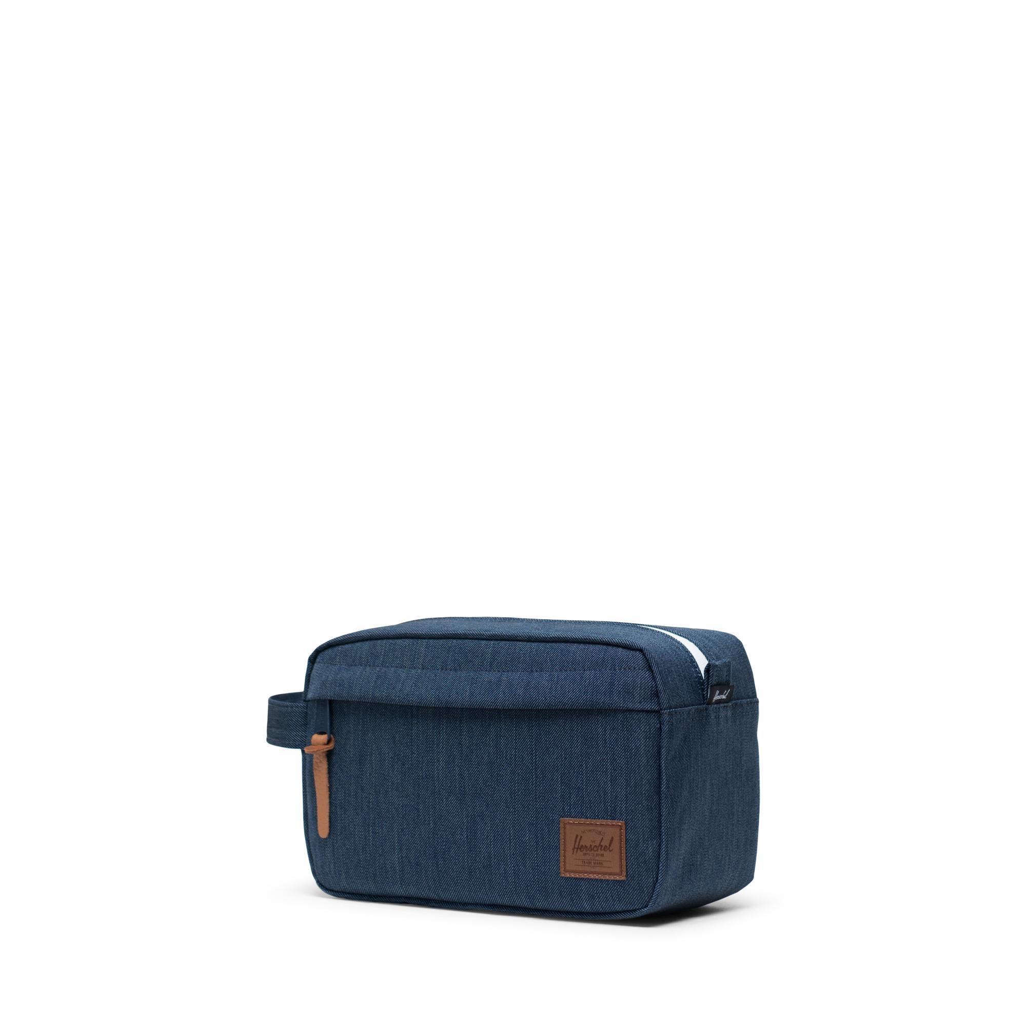 Herschel Chapter Travel Kit, Indigo Denim Crosshatch/ Saddle Brown - Image 3
