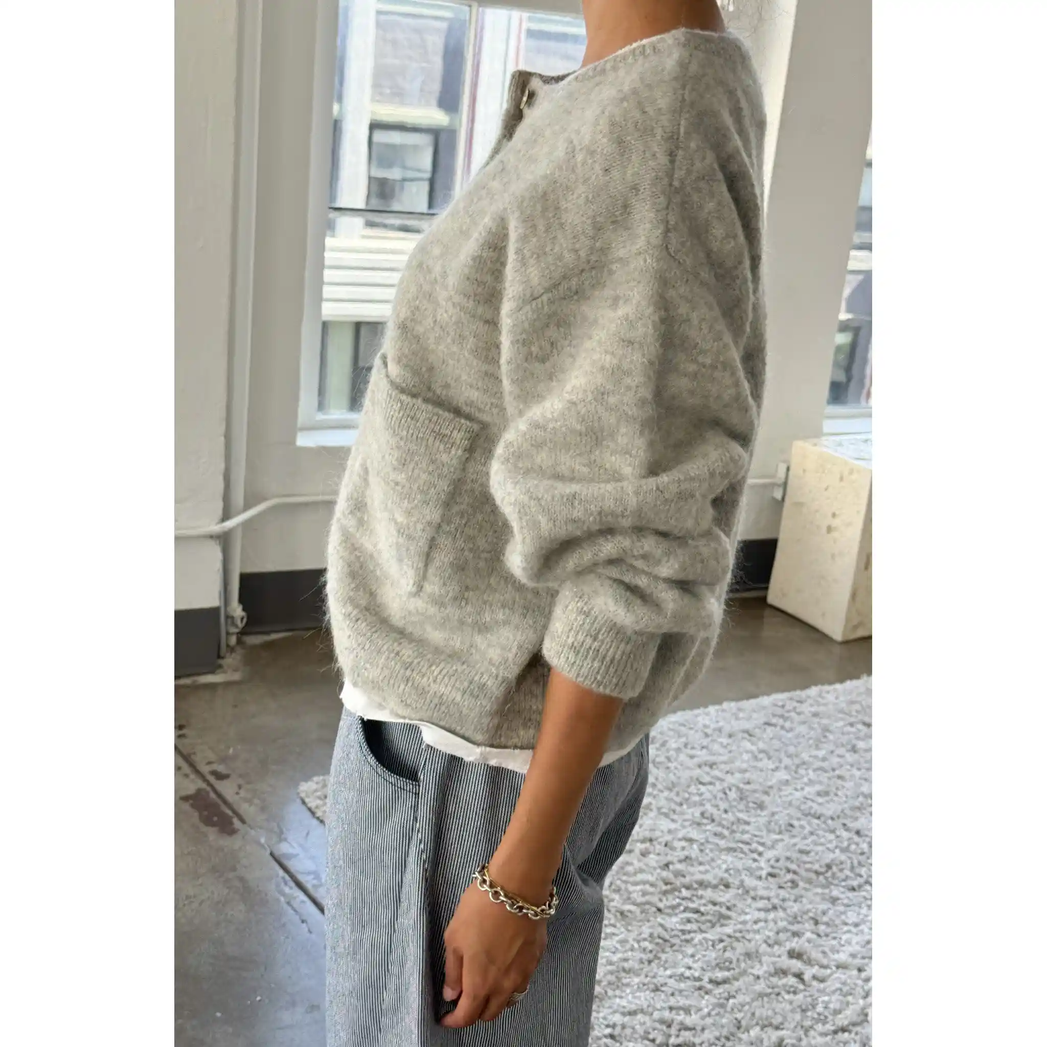 Le Bon Shoppe Womens Amélie Alpaca Cardigan, light grey - Image 3