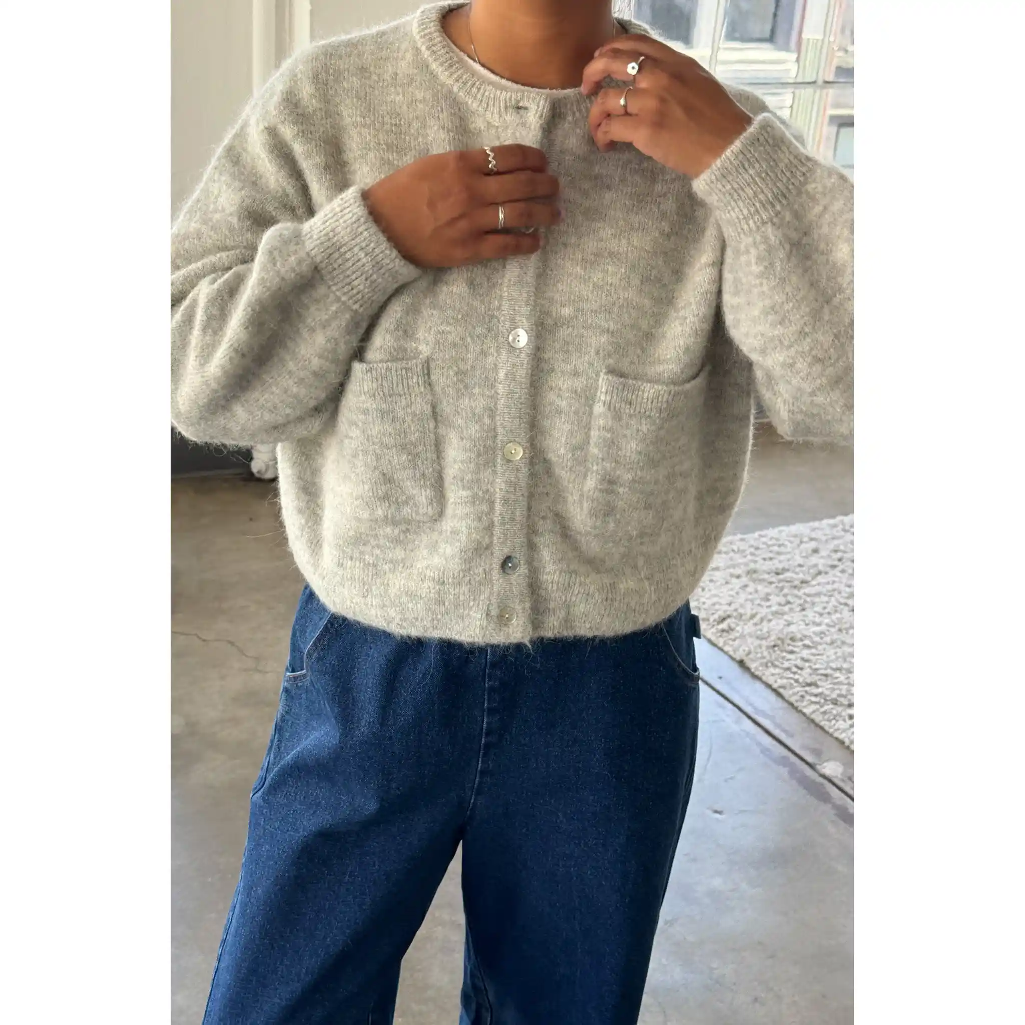 Le Bon Shoppe Womens Amélie Alpaca Cardigan, light grey - Image 4