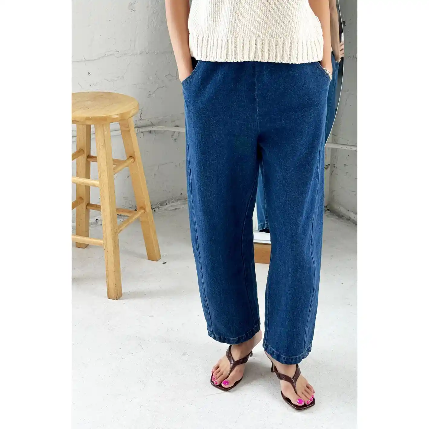 Le Bon Shoppe Womens Arc Pants, blue denim - Image 4