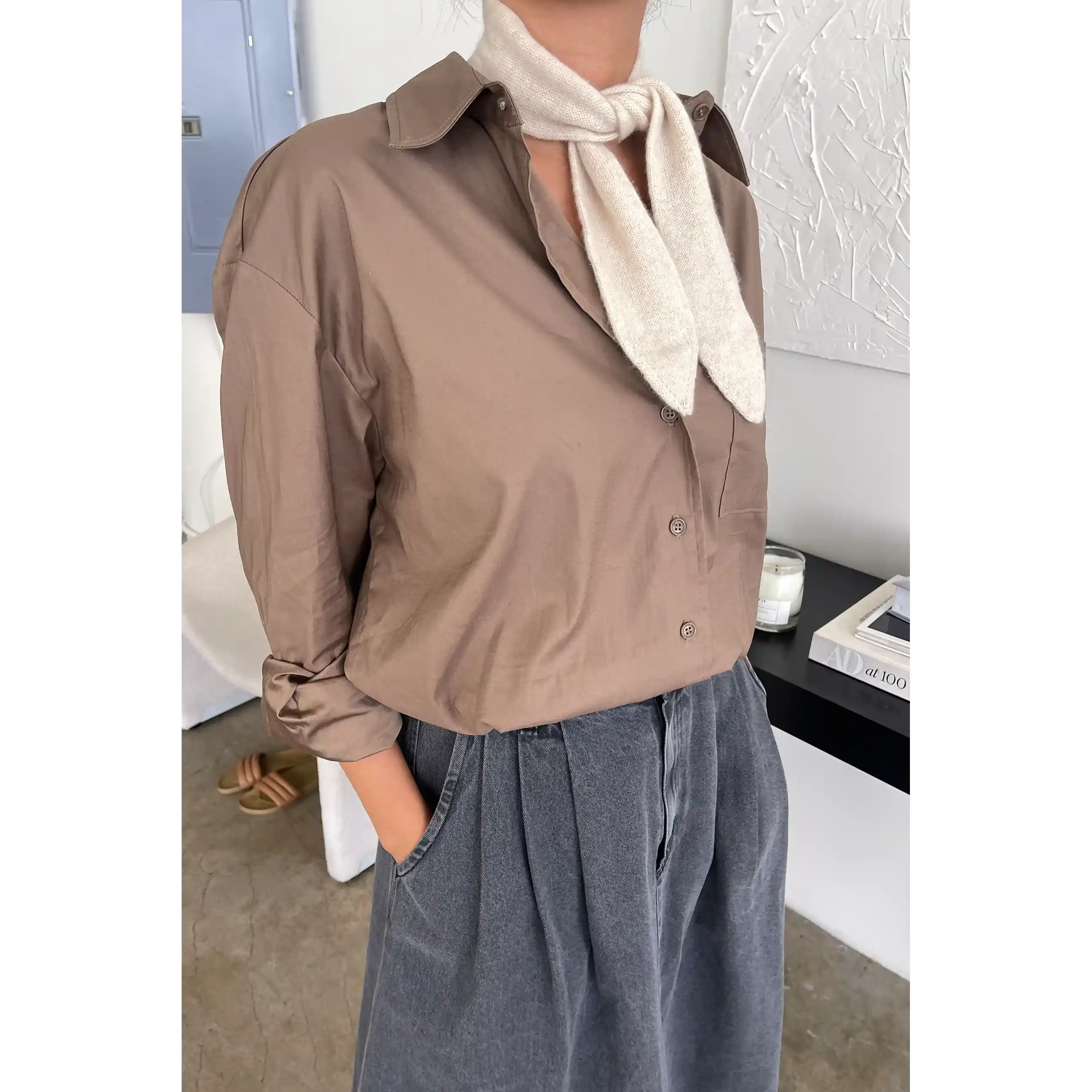 Le Bon Shoppe Cashmere Skinny Scarf, oat - Image 2