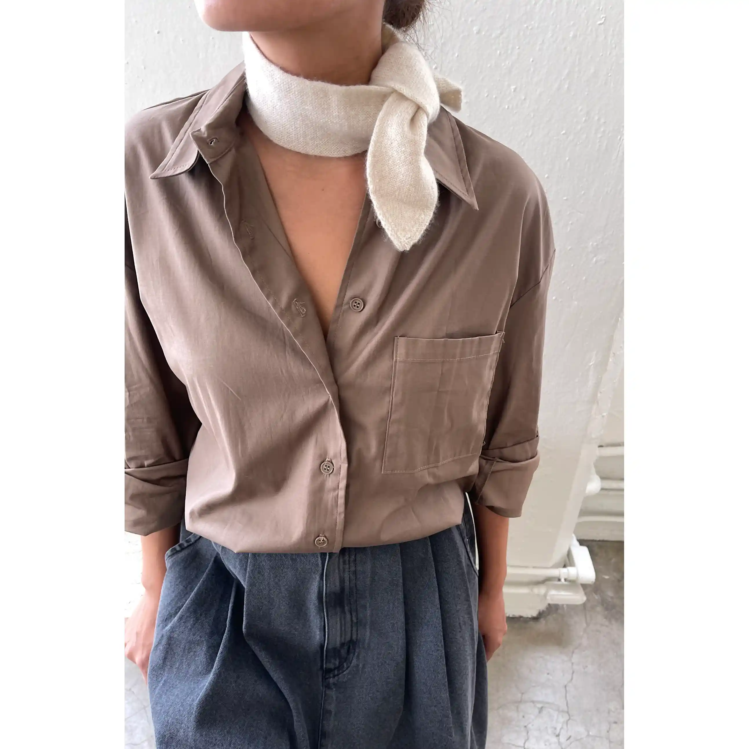 Le Bon Shoppe Cashmere Skinny Scarf, oat - Image 3