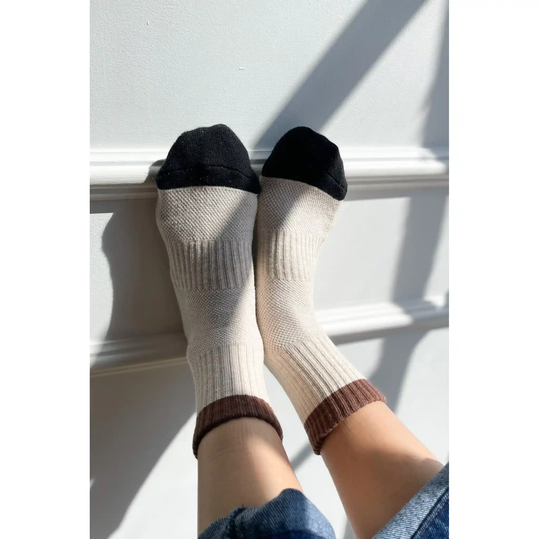 Le Bon Shoppe Womens Color Block Girlfriend Socks, black coffee - Image 5