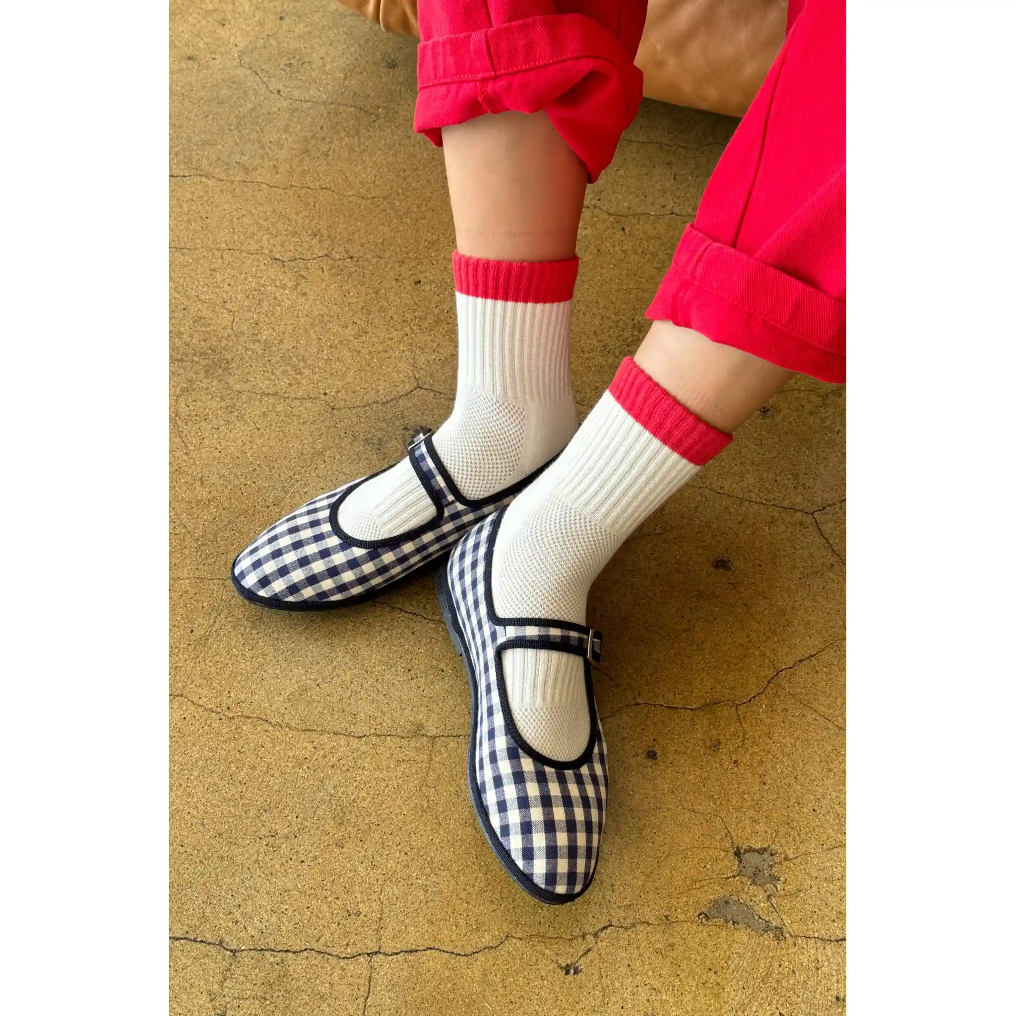 Le Bon Shoppe Womens Color Block Girlfriend Socks, blue red - Image 4