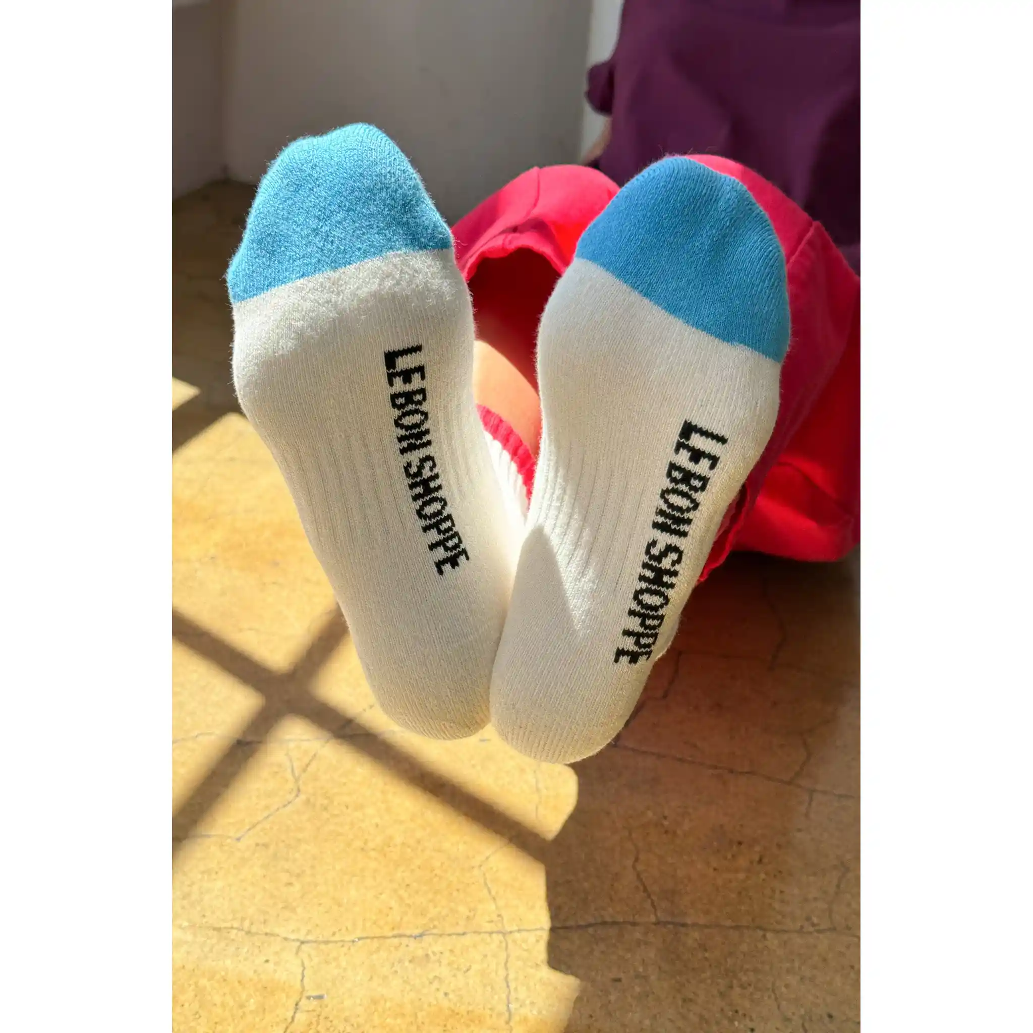 Le Bon Shoppe Womens Color Block Girlfriend Socks, blue red - Image 6