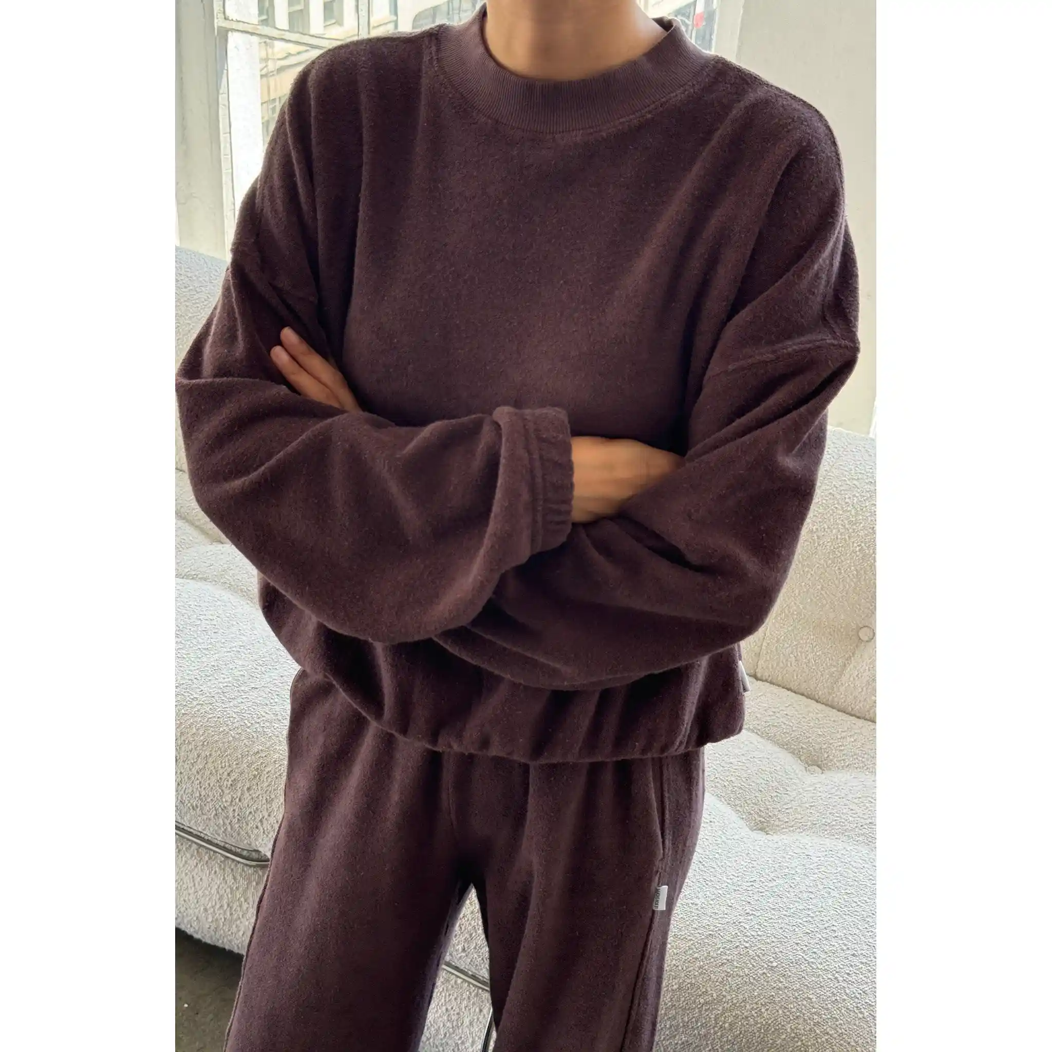 Le Bon Shoppe Cotton Terry Daisy Long Sleeve Top, chocolate