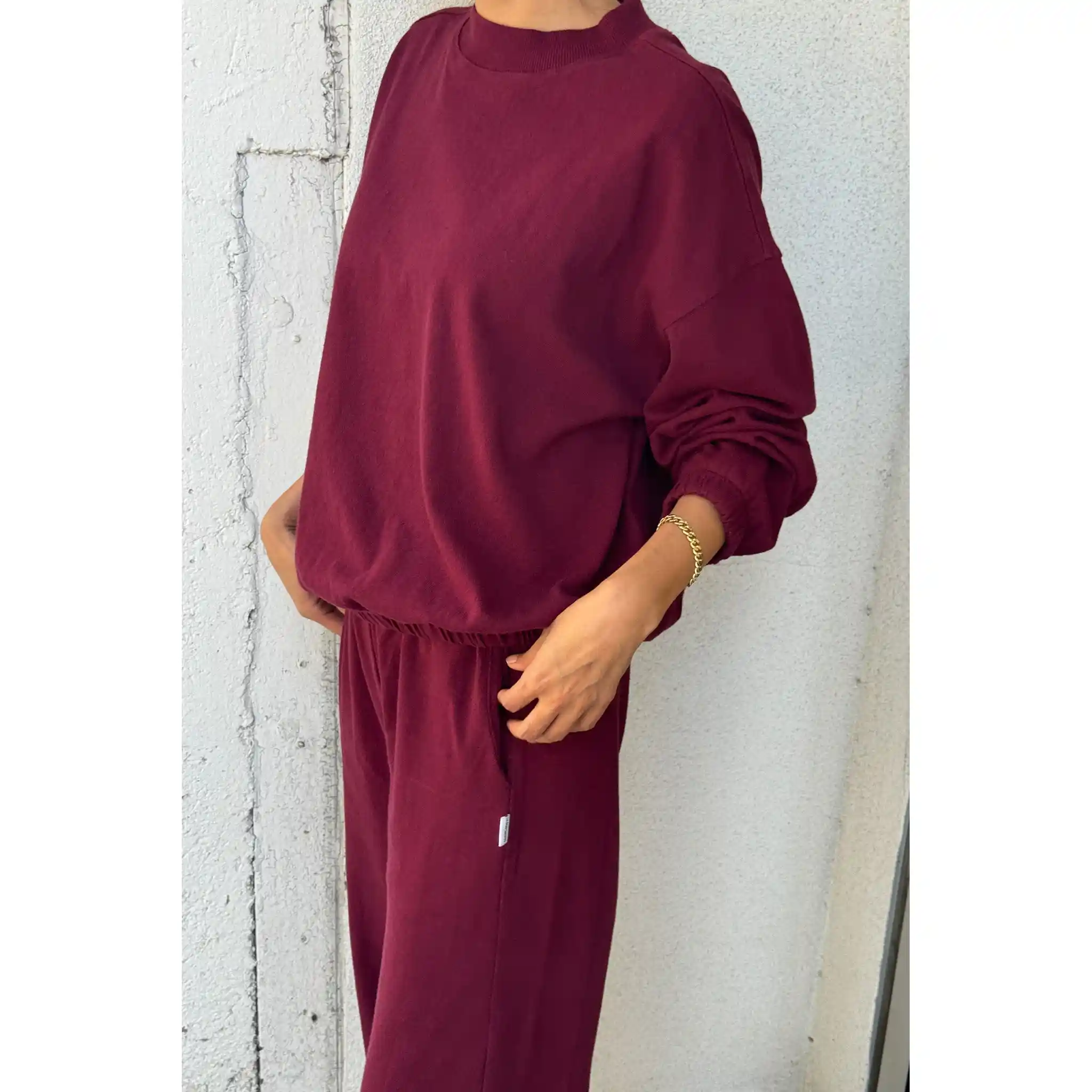 Le Bon Shoppe Womens Daisy Long Sleeve Top, carbernet - Image 5