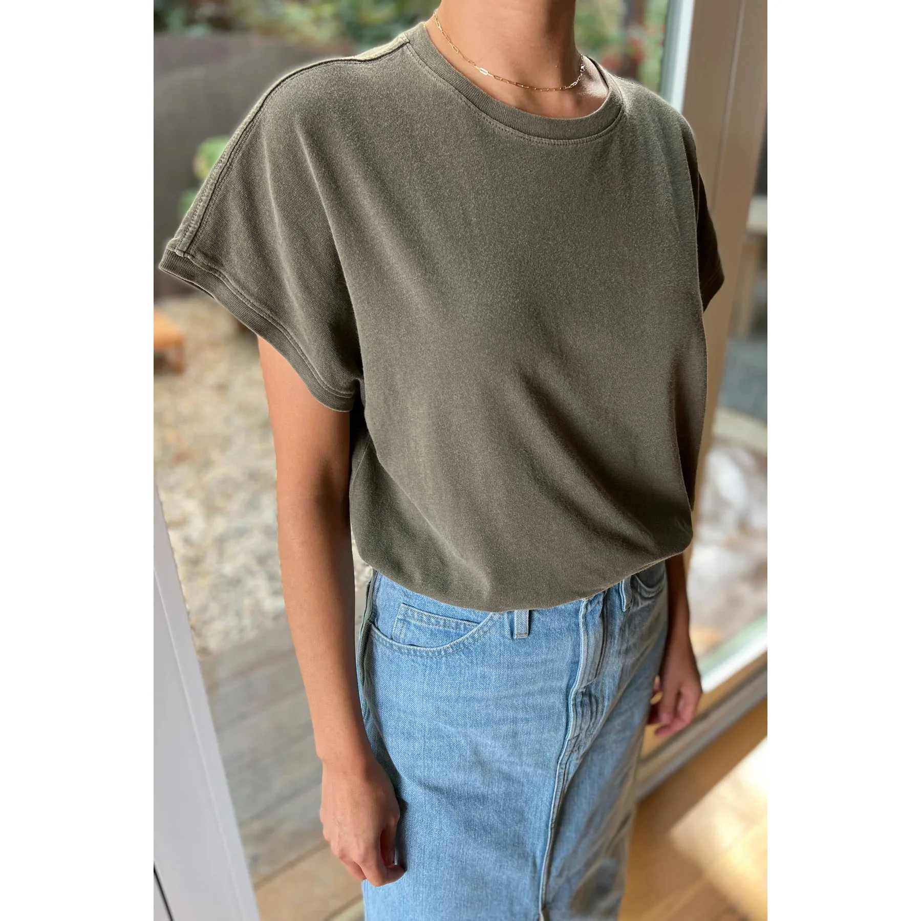 Le Bon Shoppe Womens Ease Tee, army green - Image 2