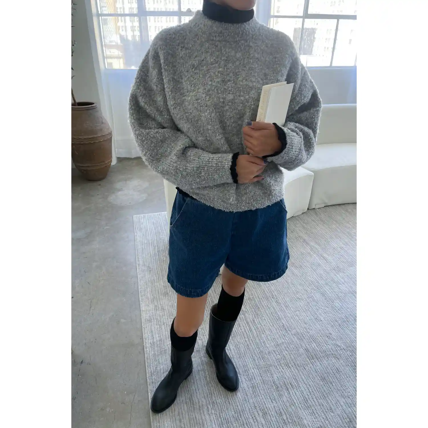 Le Bon Shoppe Womens Elise Sweater, heather grey - Image 2