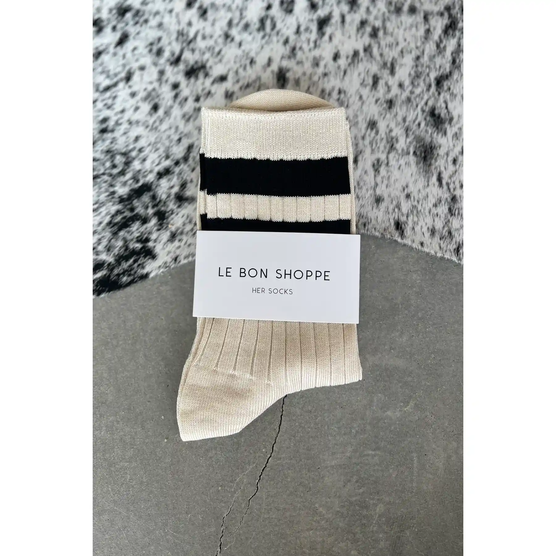 Le Bon Shoppe Her Varsity Socks, cream - Image 5