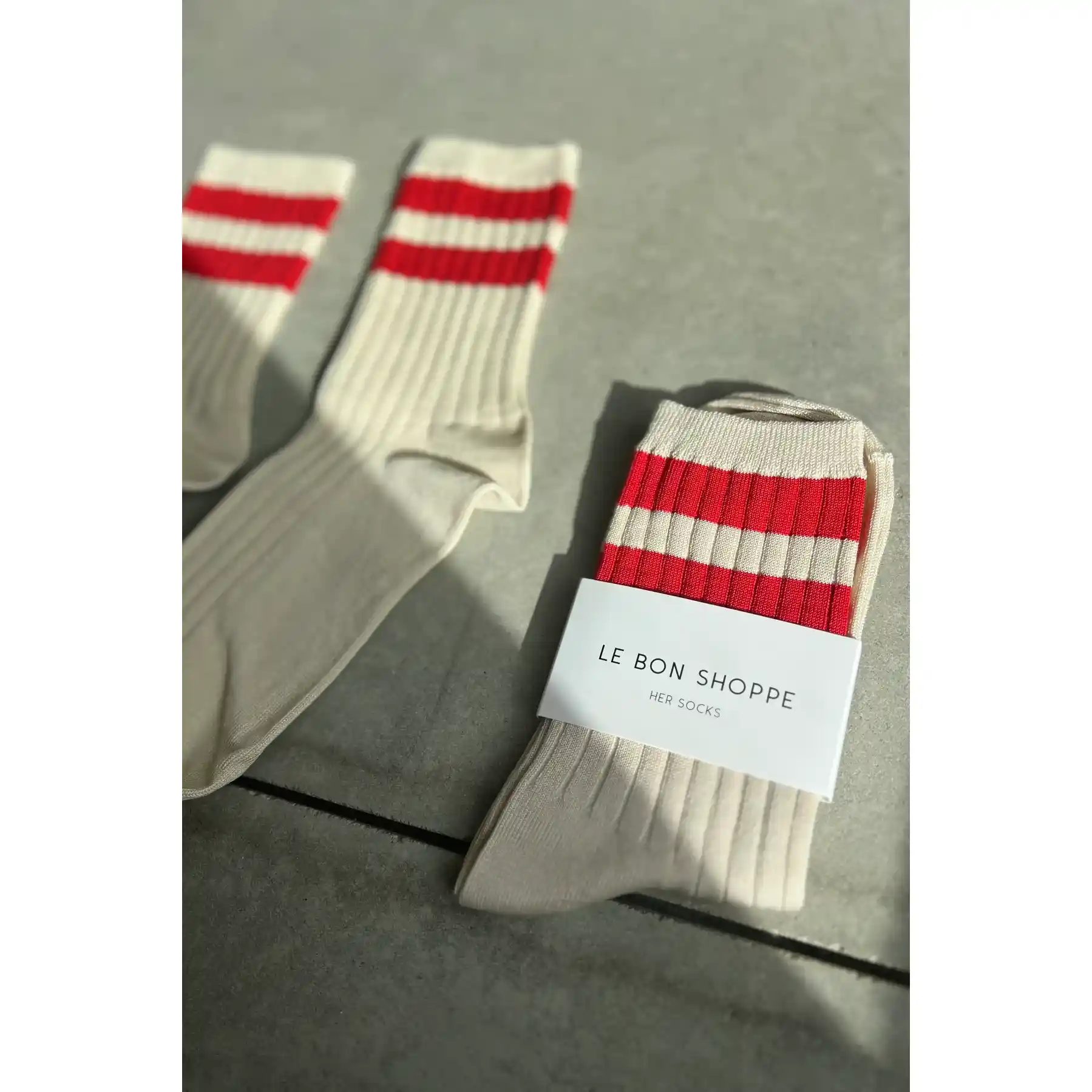 Le Bon Shoppe Her Varsity Socks, red - Image 4