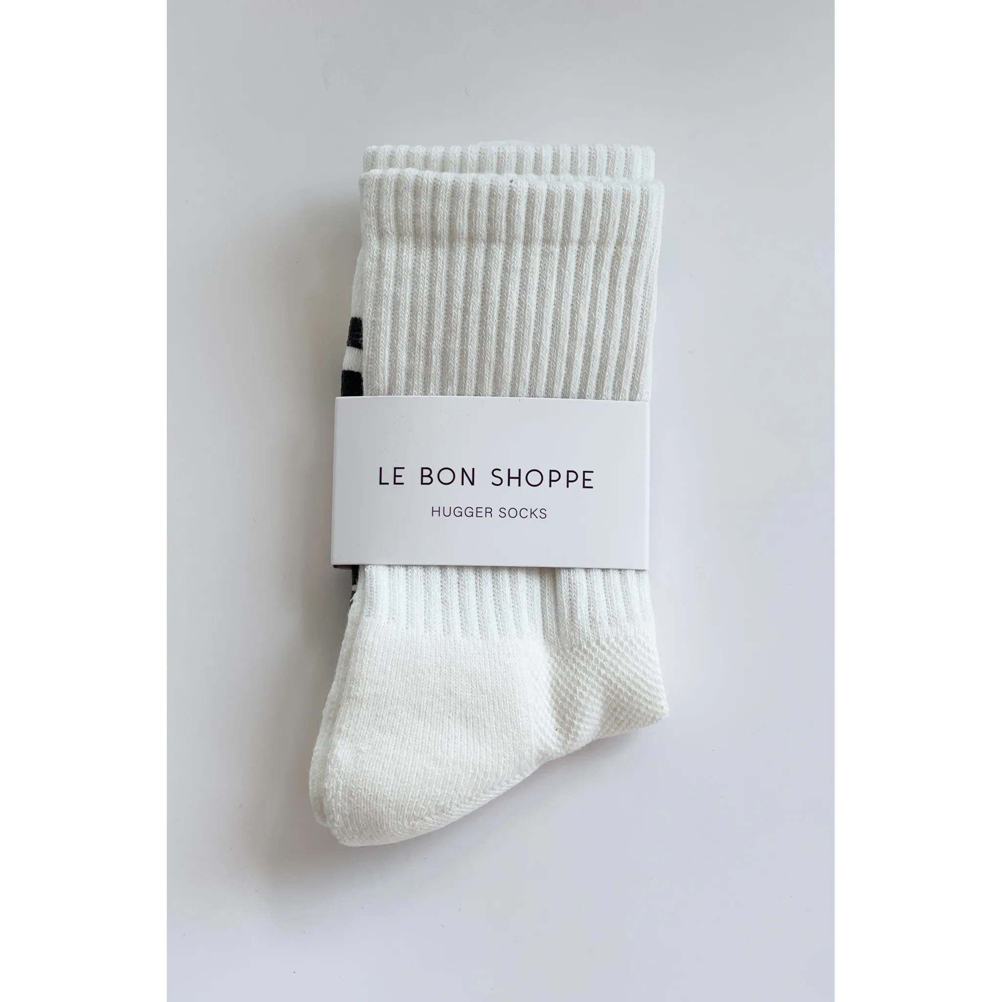 Le Bon Shoppe Hugger Socks, white/ black - Image 4