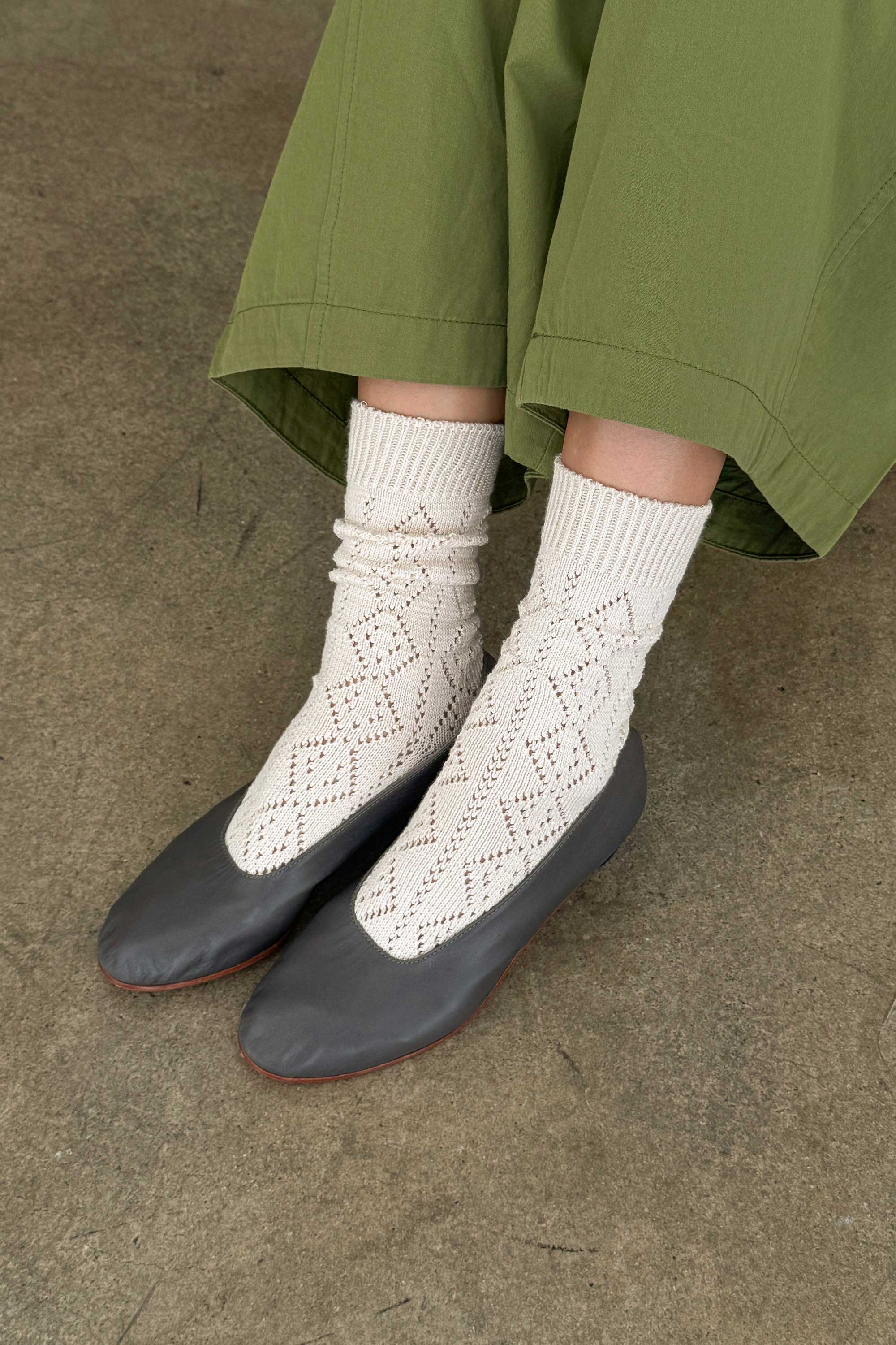 Le Bon Shoppe Modal Eyelet Socks, oyster - Image 2