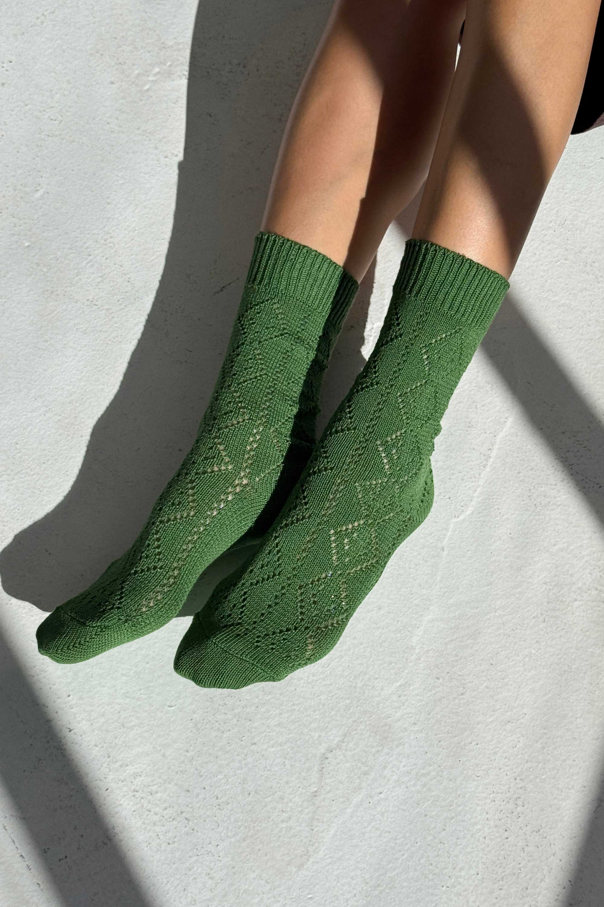 Le Bon Shoppe Modal Eyelet Socks, palm green