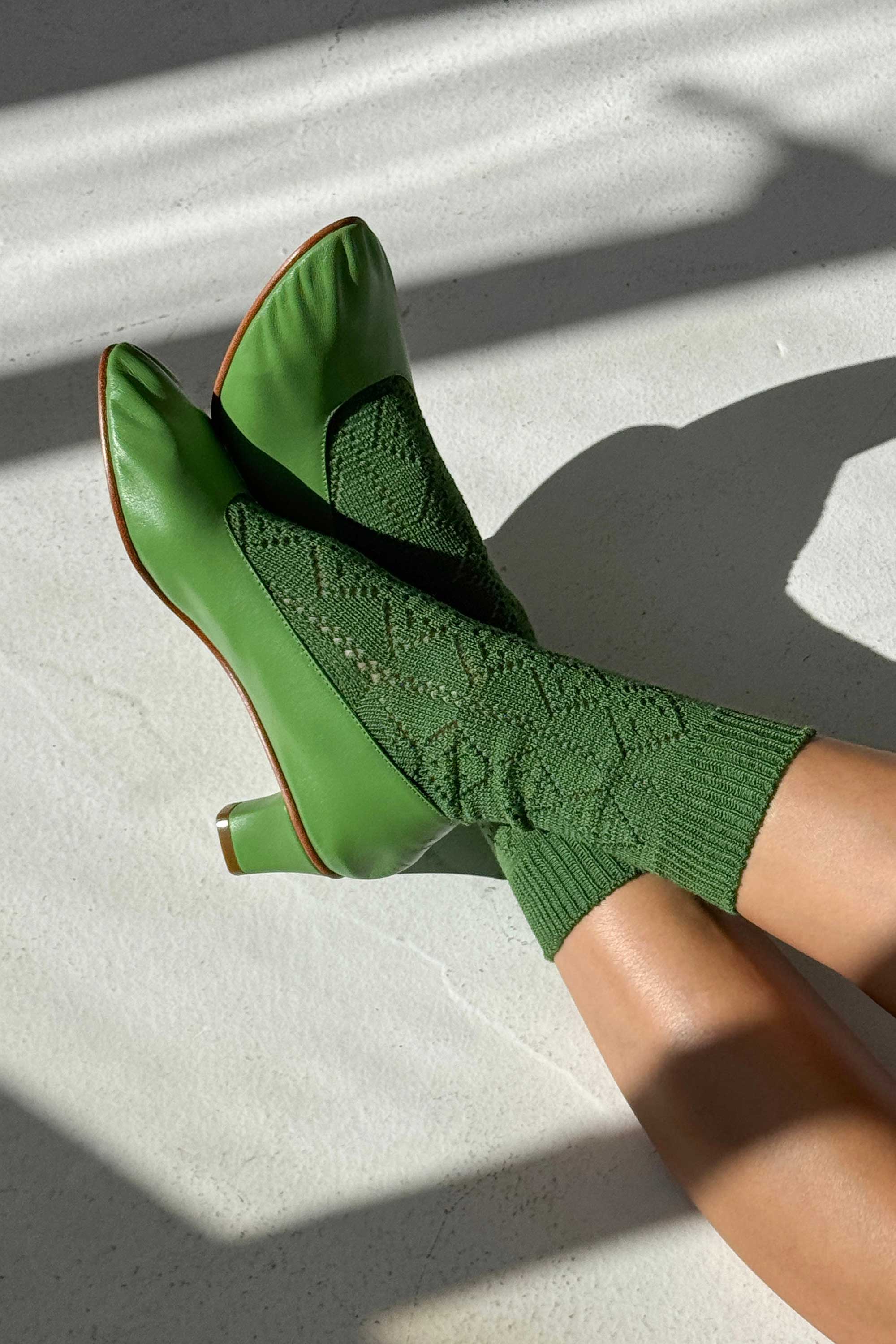 Le Bon Shoppe Modal Eyelet Socks, palm green - Image 2