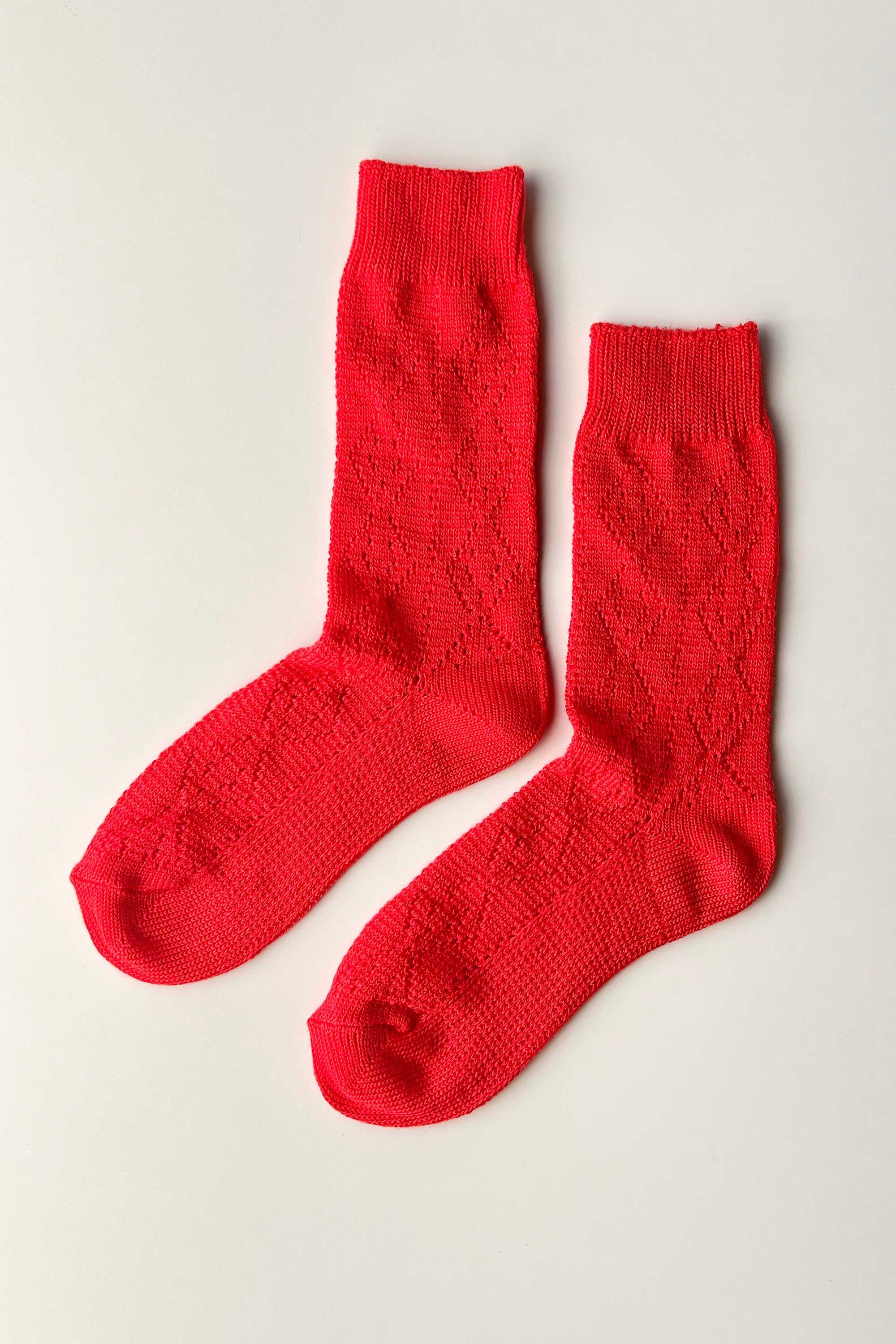Le Bon Shoppe Modal Eyelet Socks, poppy red - Image 4