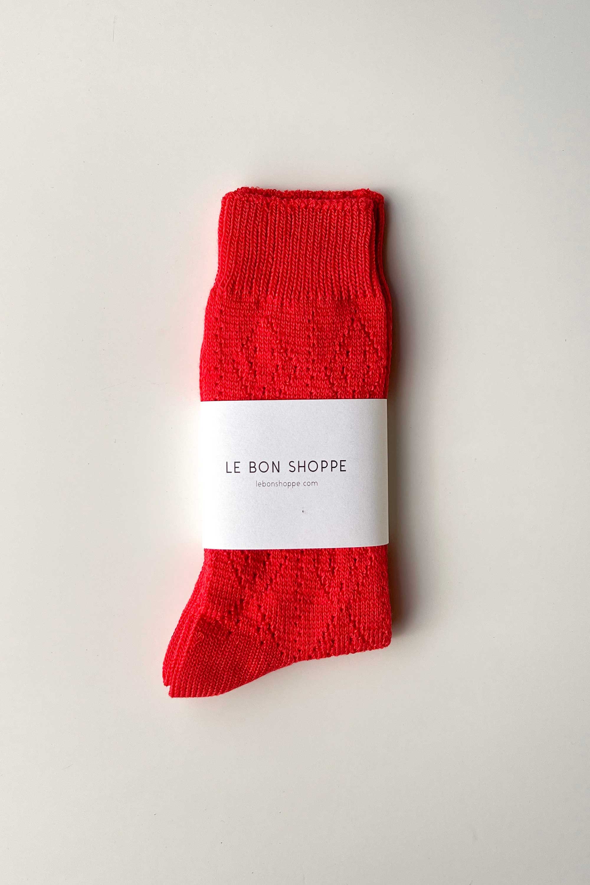 Le Bon Shoppe Modal Eyelet Socks, poppy red - Image 5