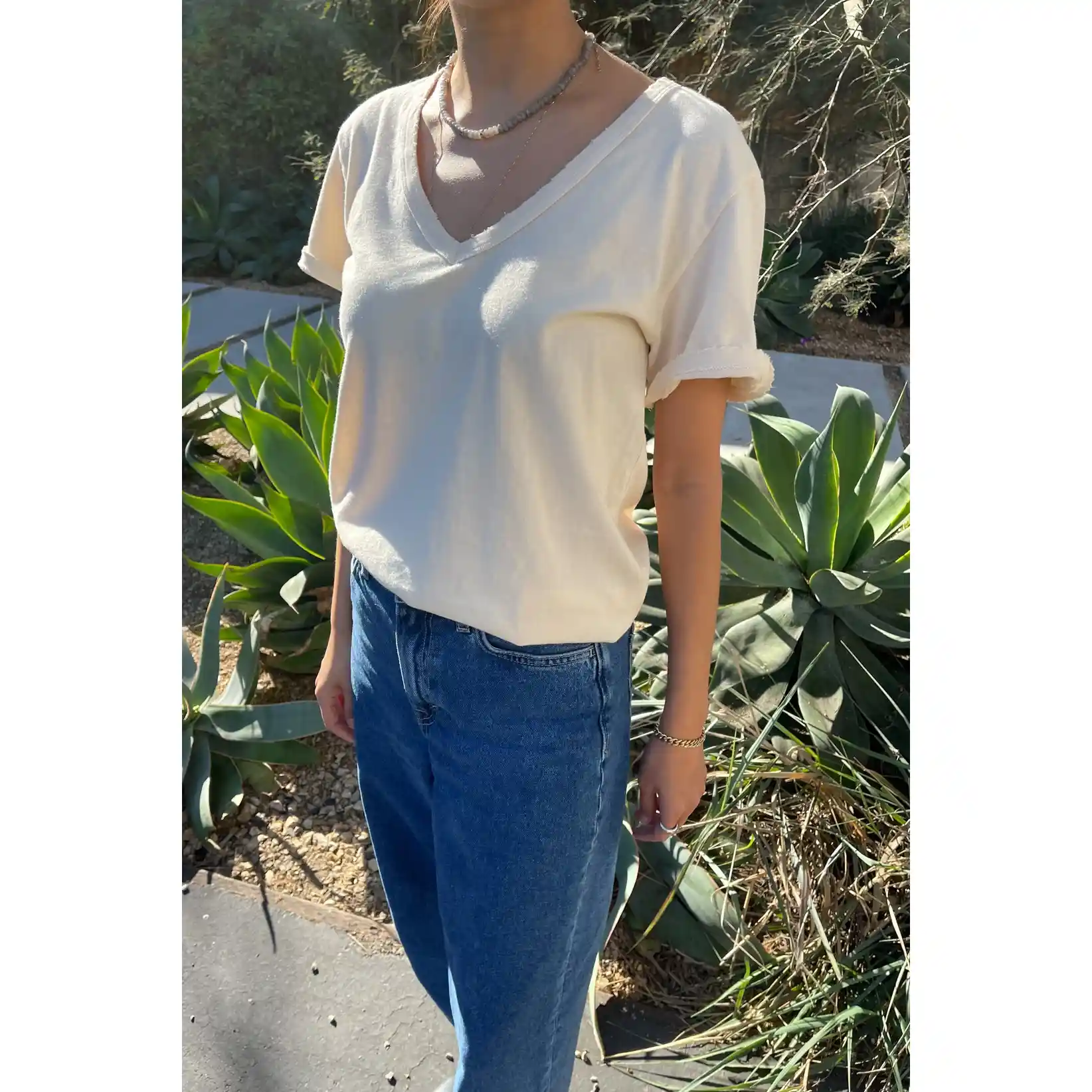 Le Bon Shoppe Womens Organic Cotton La Vie Tee, horchata - Image 3