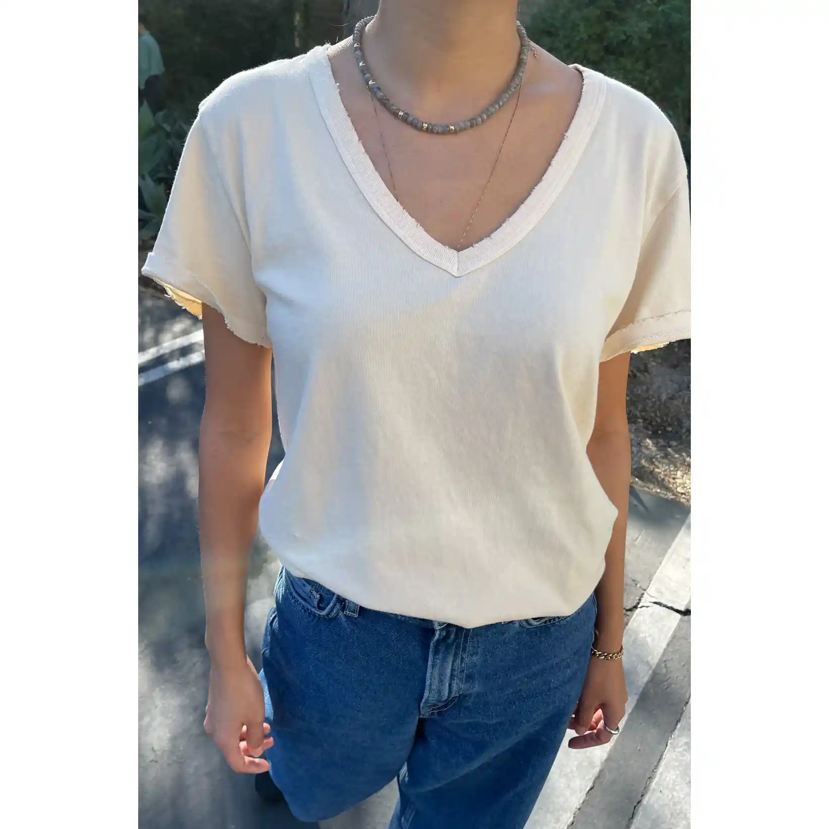 Le Bon Shoppe Womens Organic Cotton La Vie Tee, horchata - Image 4