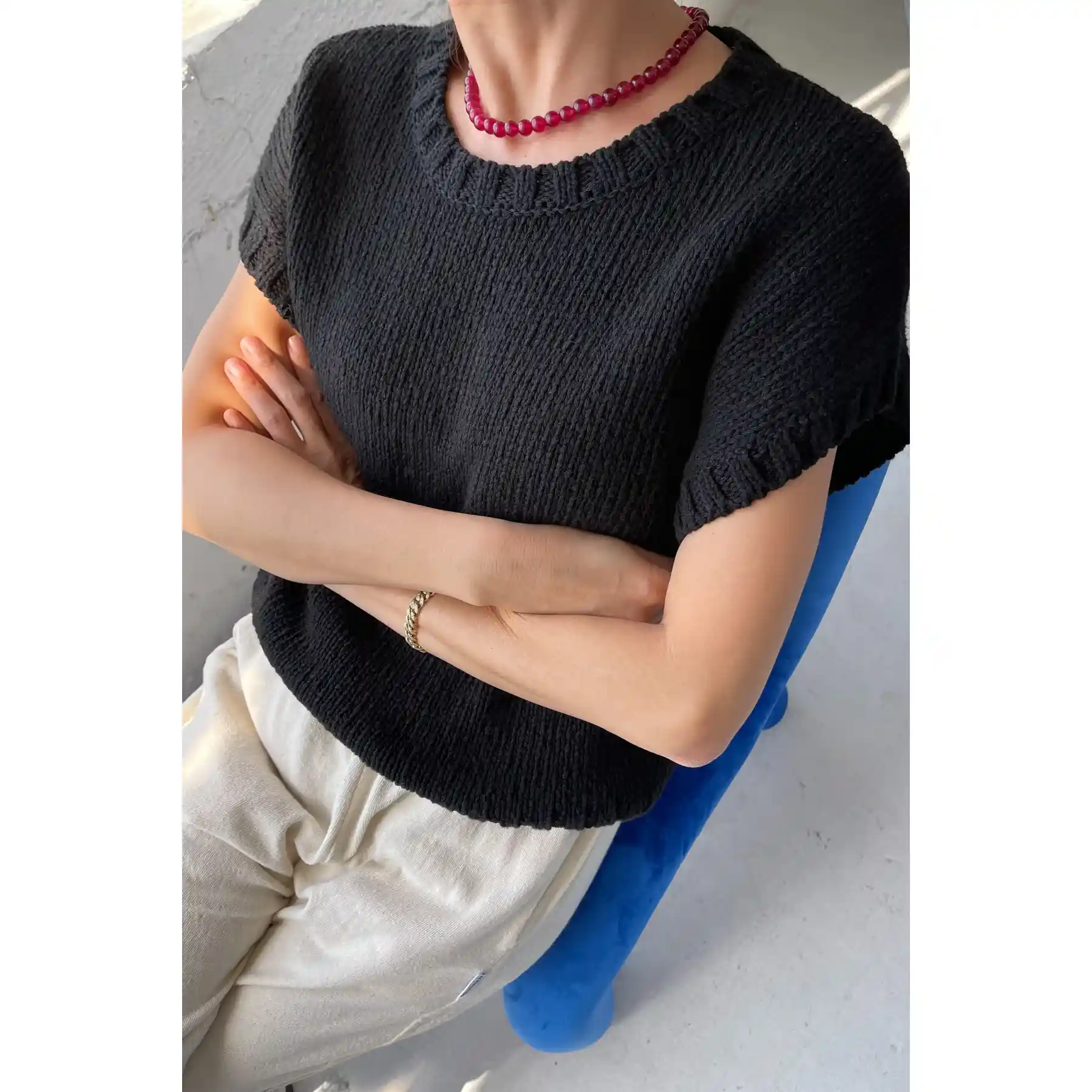 Le Bon Shoppe Womens Pierre Cotton Sweater Top, black - Image 3