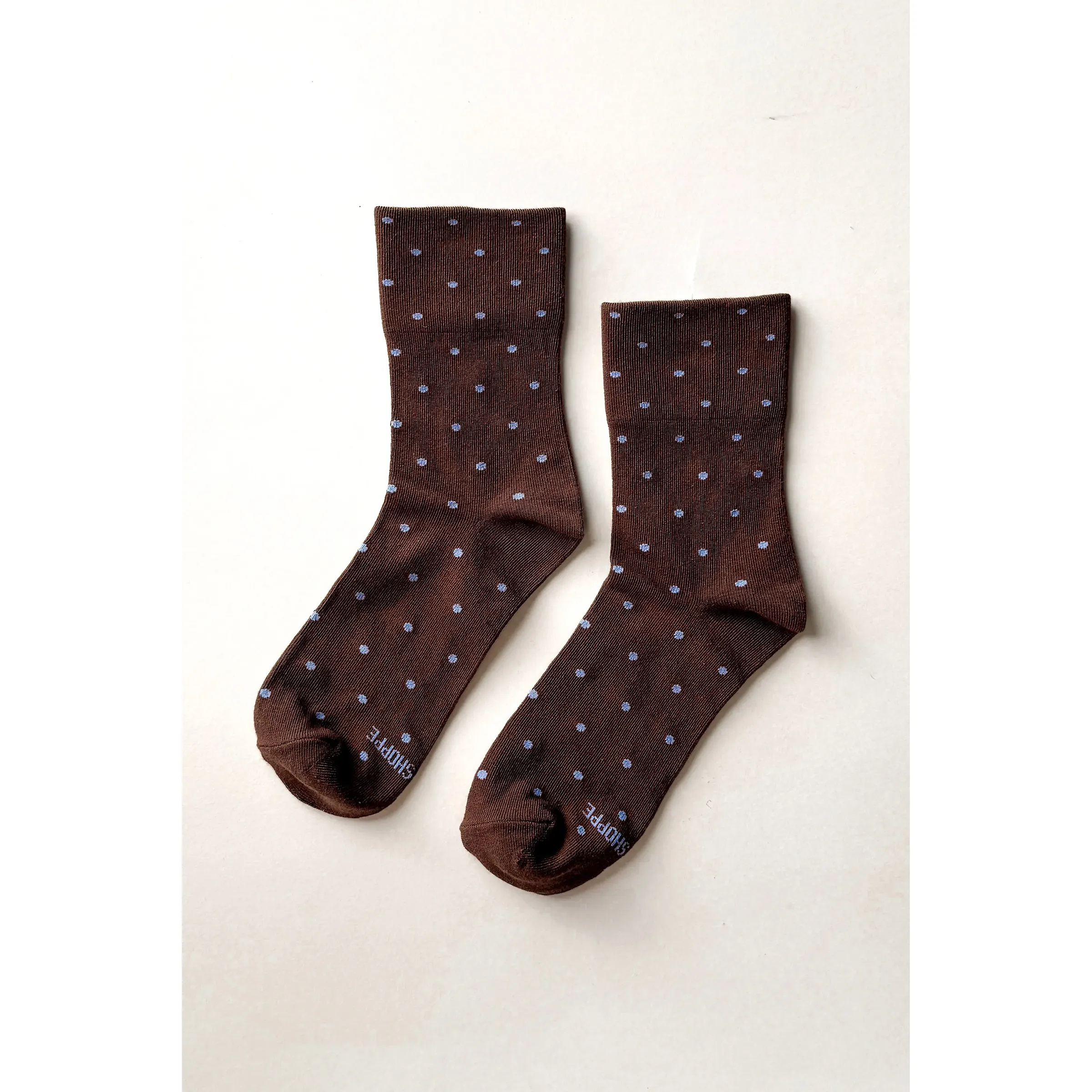 Le Bon Shoppe Polka Dot Sneaker Socks, cacao/blue - Image 2