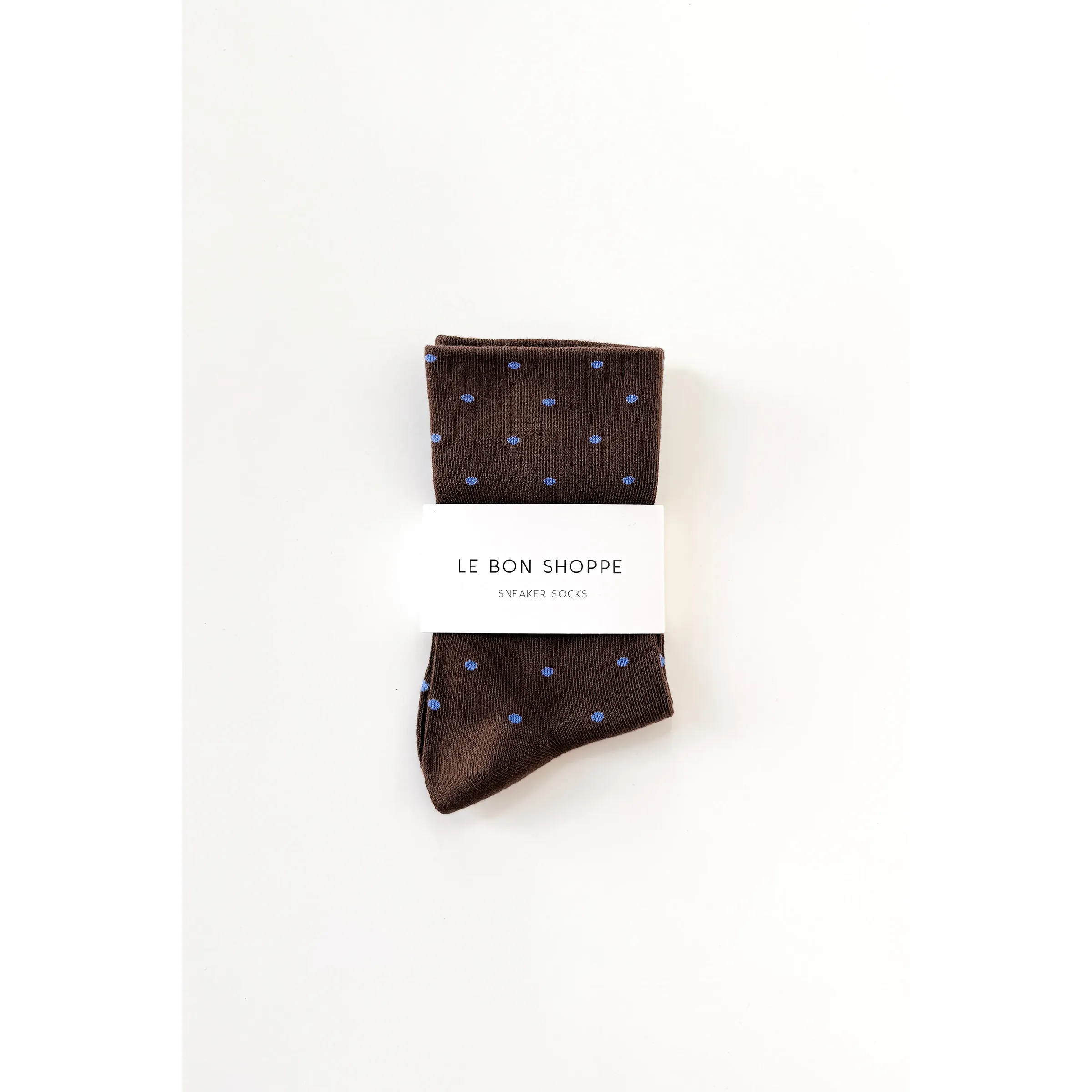 Le Bon Shoppe Polka Dot Sneaker Socks, cacao/blue - Image 3