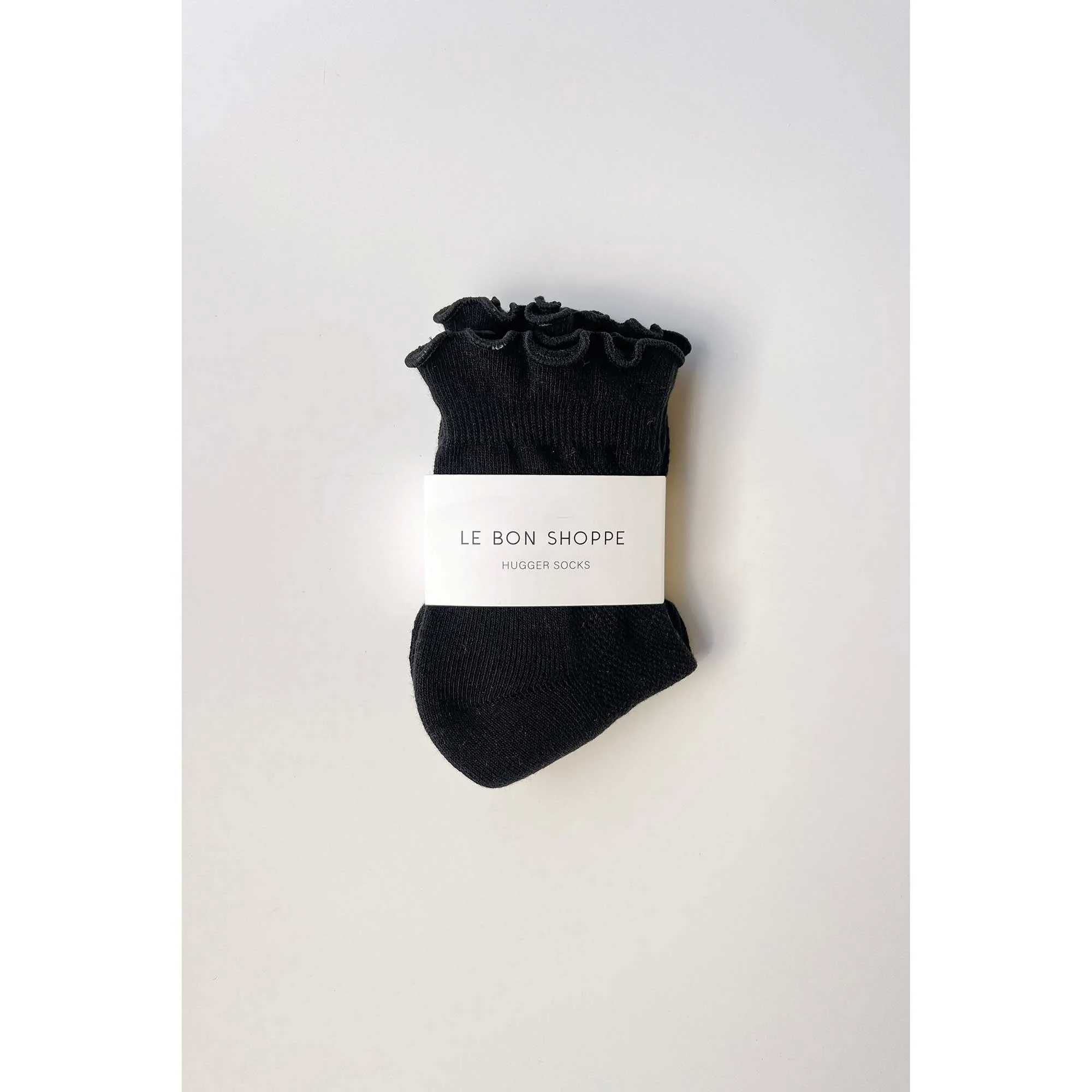 Le Bon Shoppe Ruffled Hugger Crew Socks, black / black - Image 4