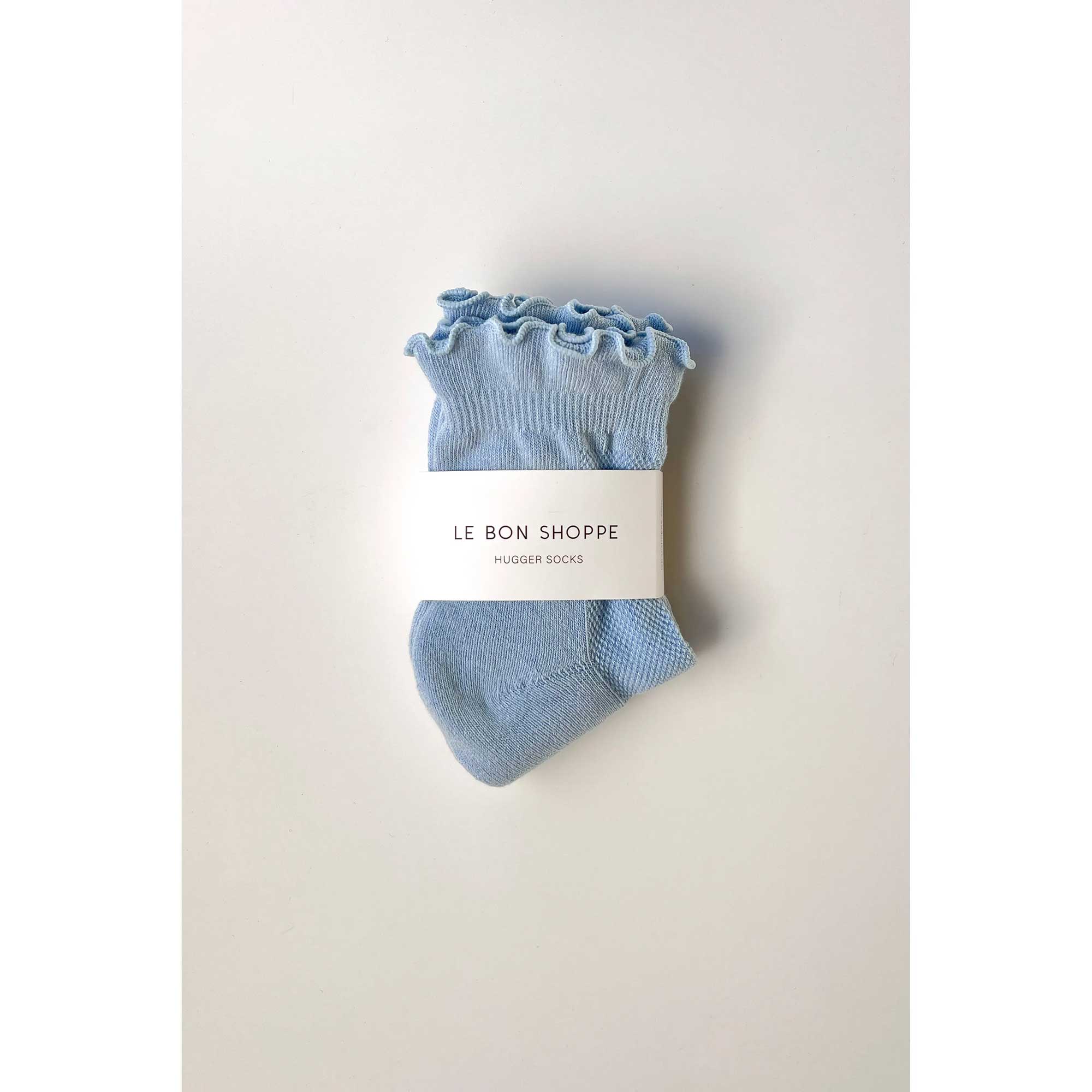 Le Bon Shoppe Ruffled Hugger Crew Socks, periwinkle / red - Image 6