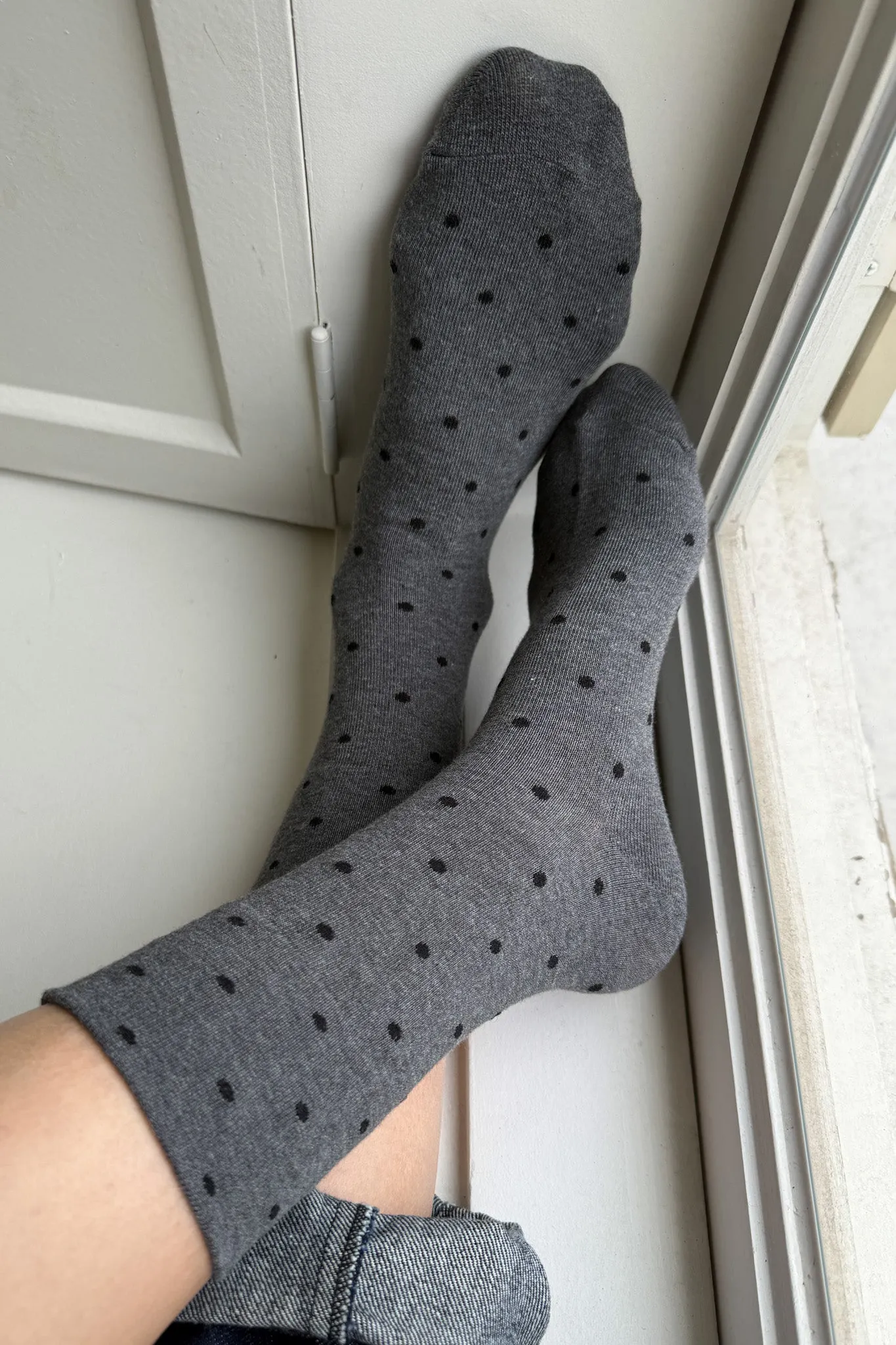 Le Bon Shoppe Sneaker Socks, polka dot - charcoal/black