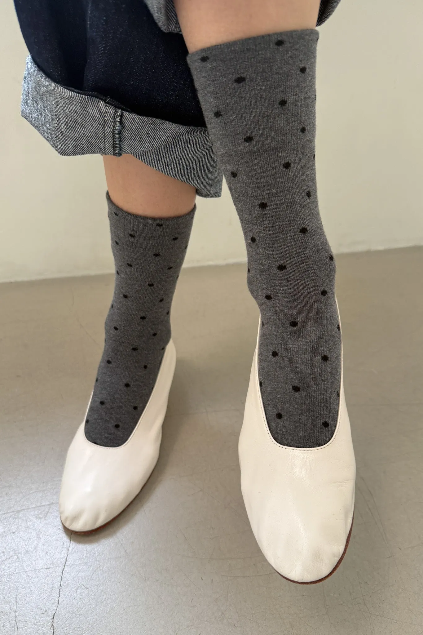Le Bon Shoppe Sneaker Socks, polka dot - charcoal/black - Image 2
