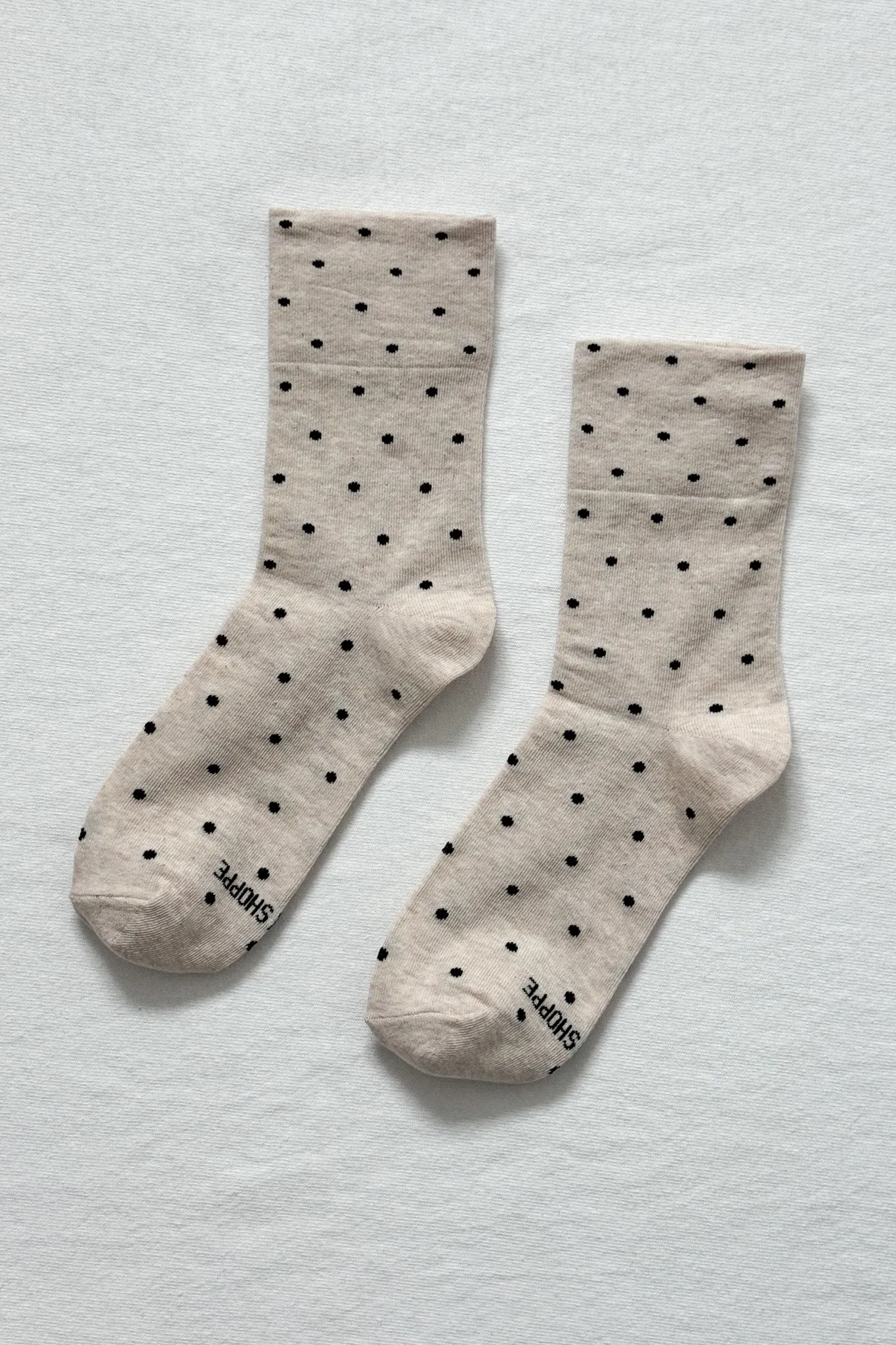 Le Bon Shoppe Sneaker Socks, polka dot - oatmeal / black - Image 4