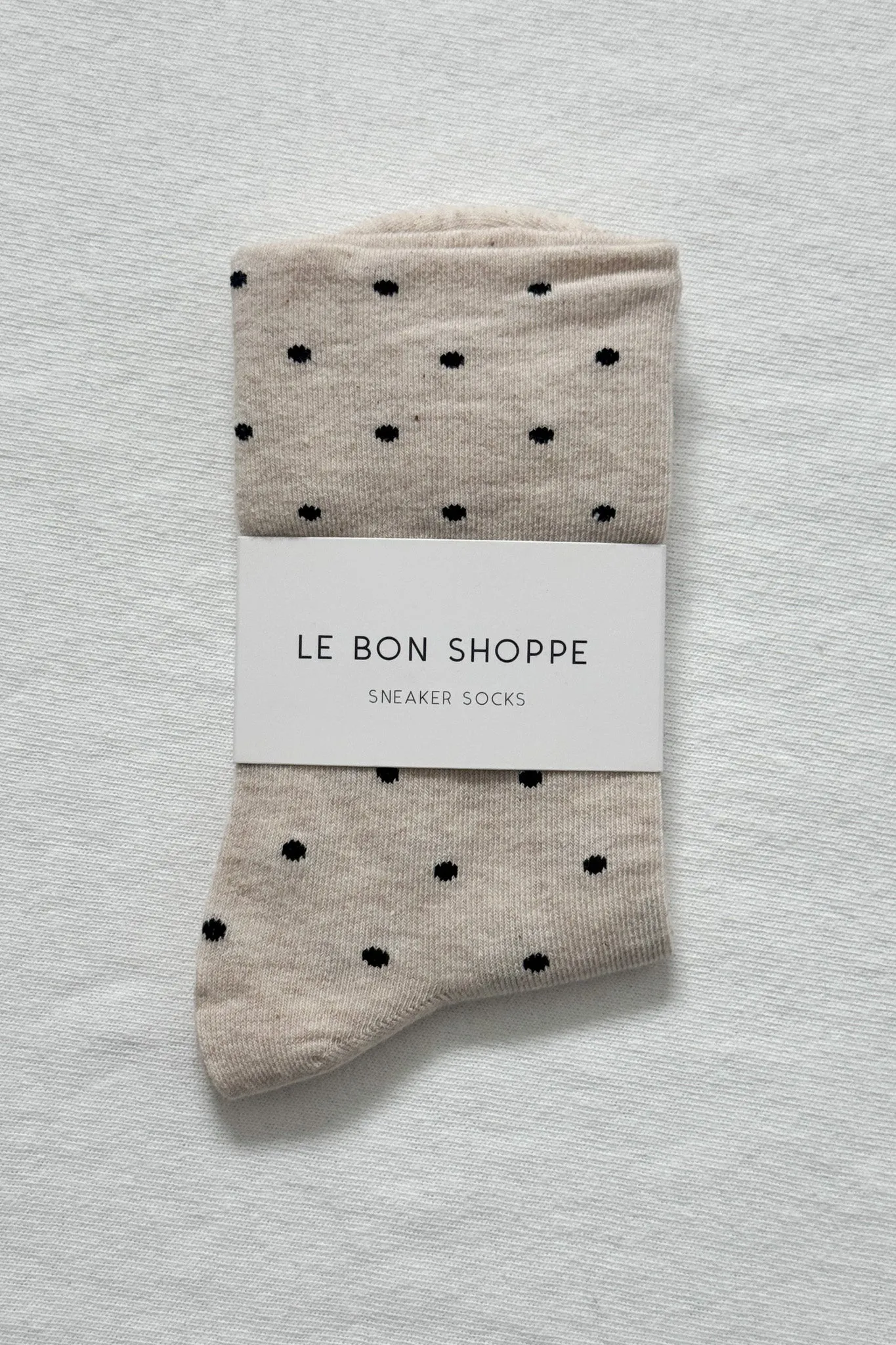 Le Bon Shoppe Sneaker Socks, polka dot - oatmeal / black - Image 5