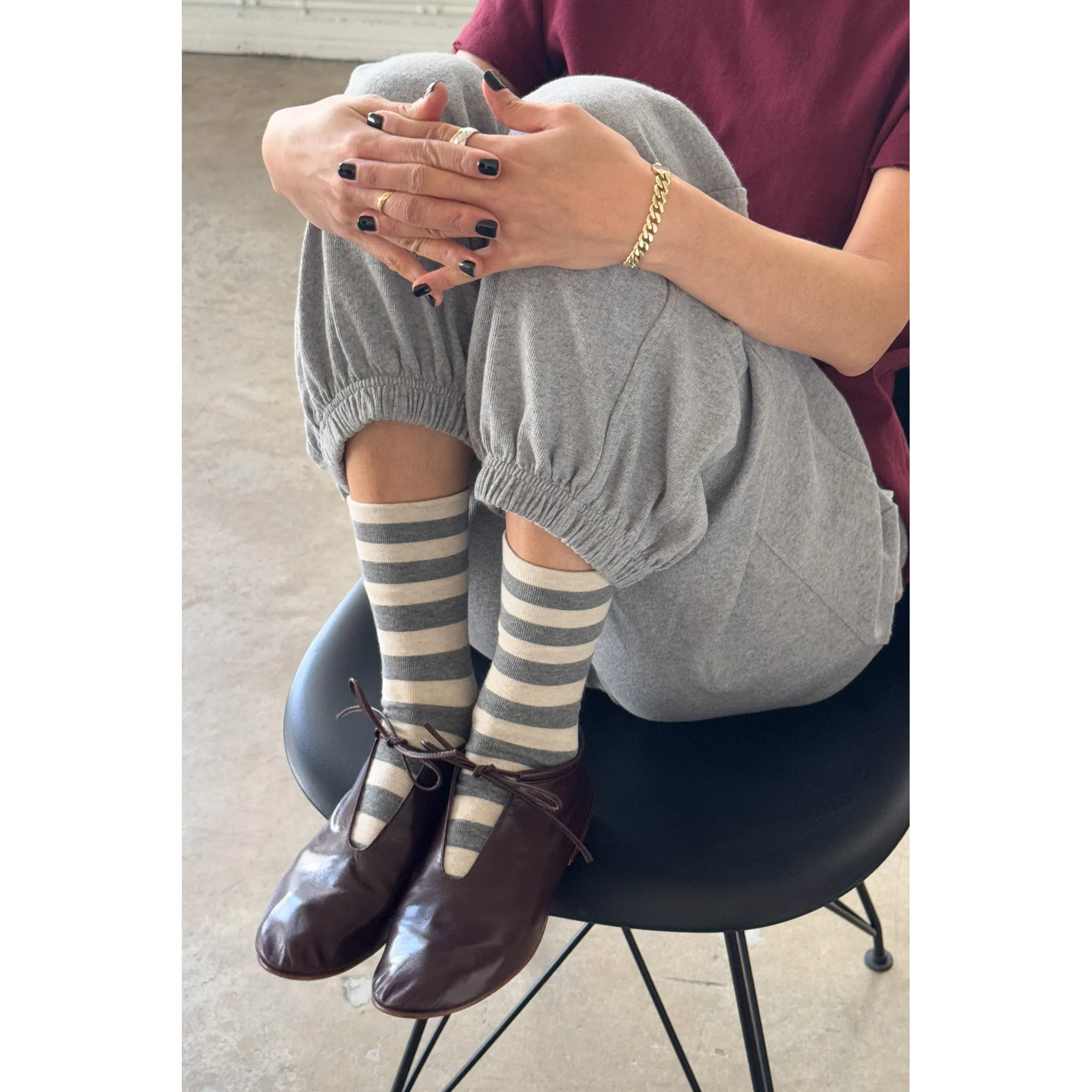 Le Bon Shoppe Wally Socks, wide / grey stripe