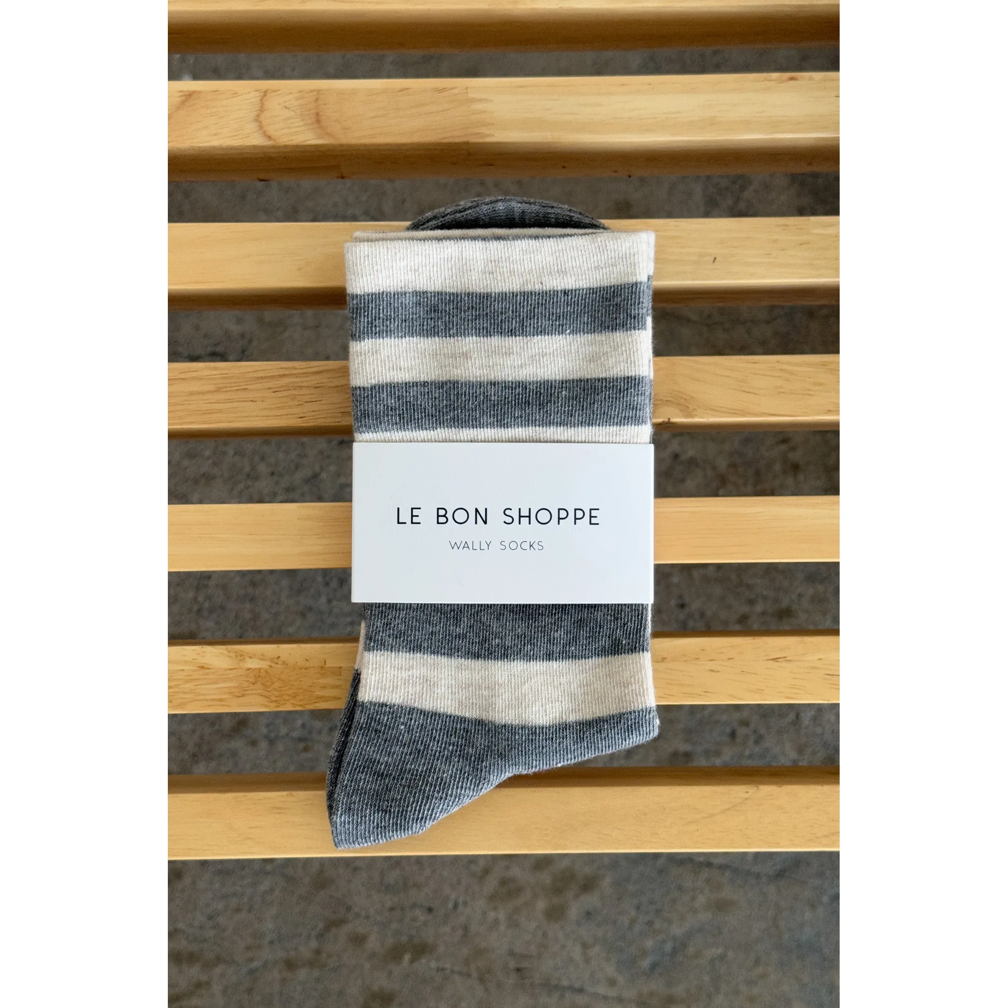 Le Bon Shoppe Wally Socks, wide / grey stripe - Image 4