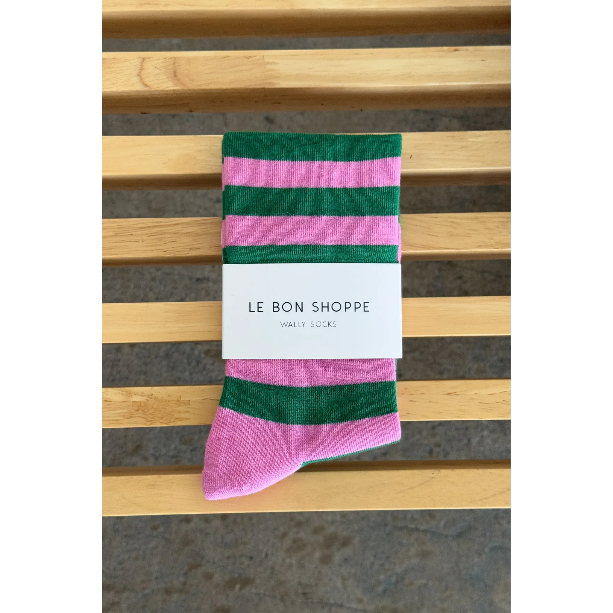 Le Bon Shoppe Wally Socks, wide / pink stripe - Image 3