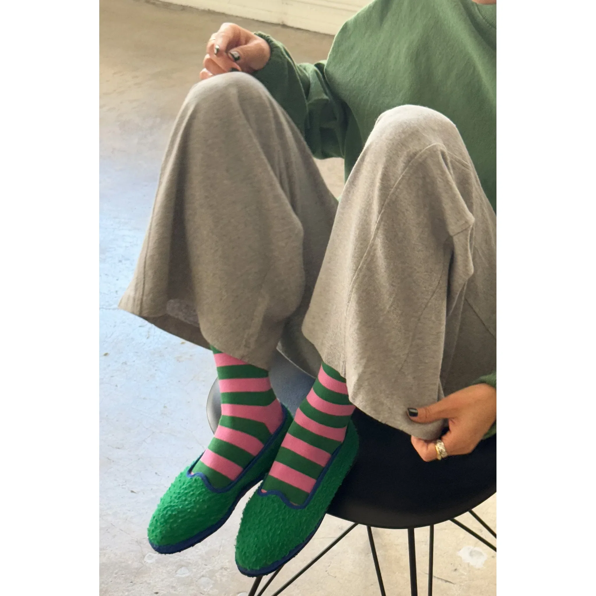 Le Bon Shoppe Wally Socks, wide / pink stripe - Image 4