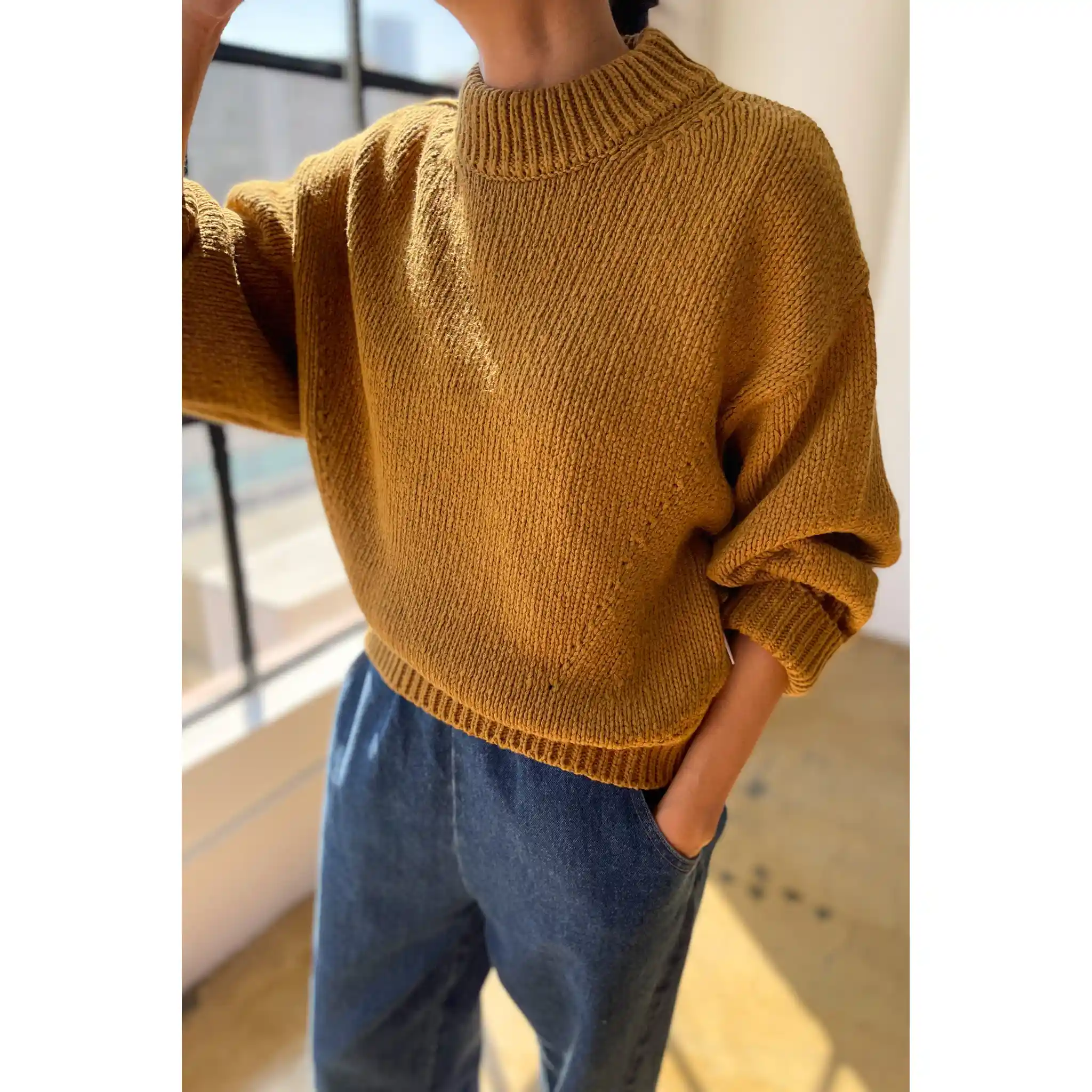 Le Bon Shoppe Womens Zoe Cotton Sweater, dijon - Image 3