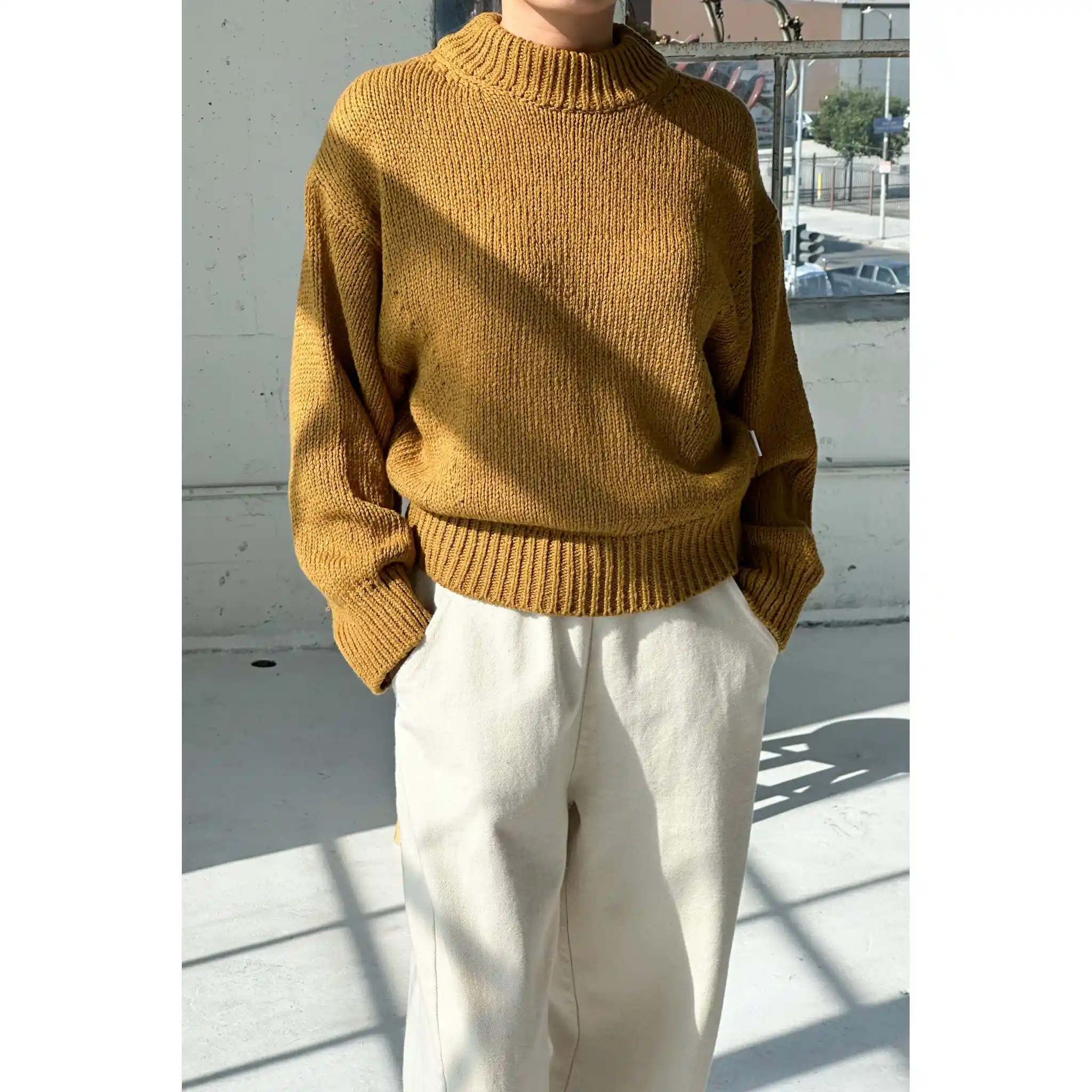 Le Bon Shoppe Womens Zoe Cotton Sweater, dijon - Image 4