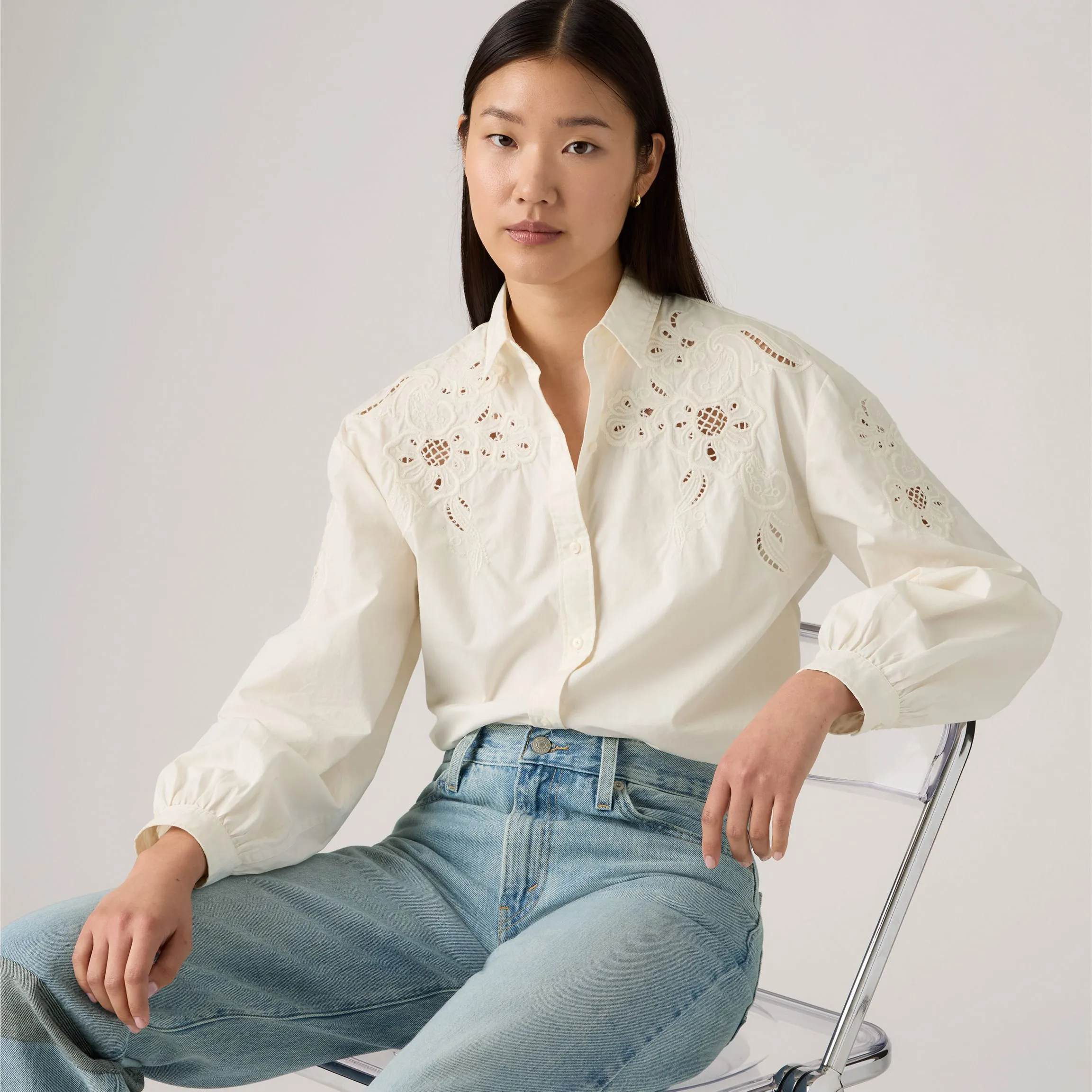 Levi's Womens Janie Holiday Shirt, bright white