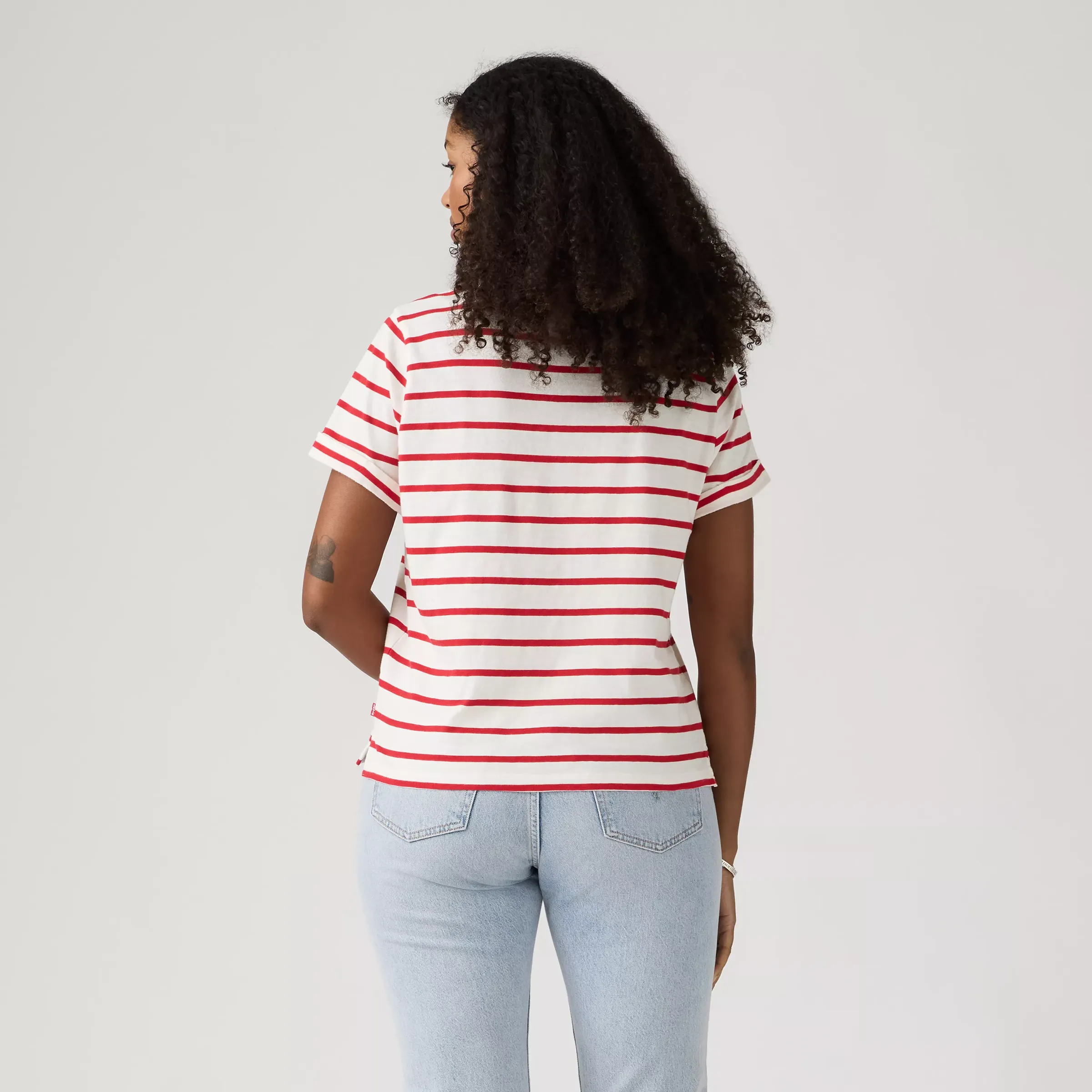 Levi's Womens Julie Slub Tee, saint stripe egret urban red - Image 2