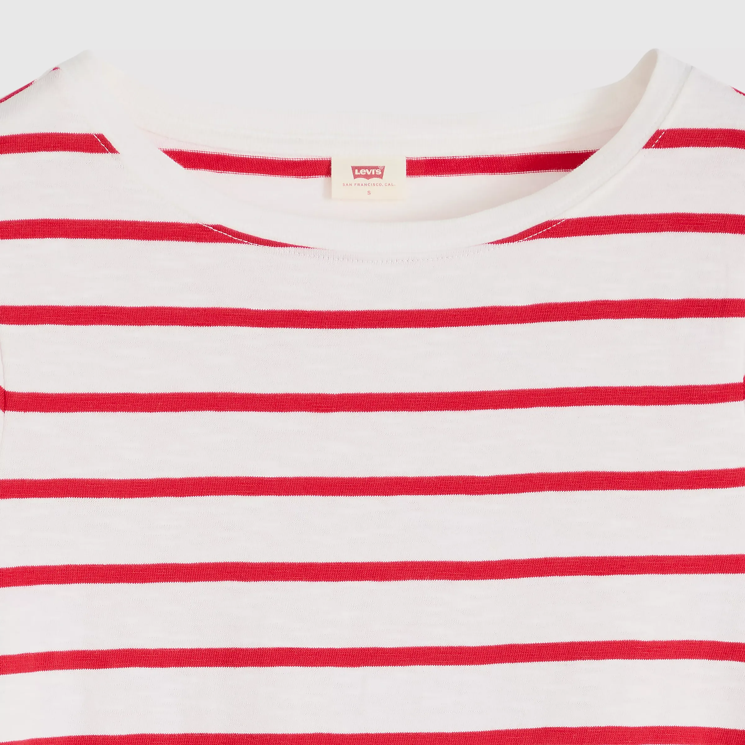 Levi's Womens Julie Slub Tee, saint stripe egret urban red - Image 4
