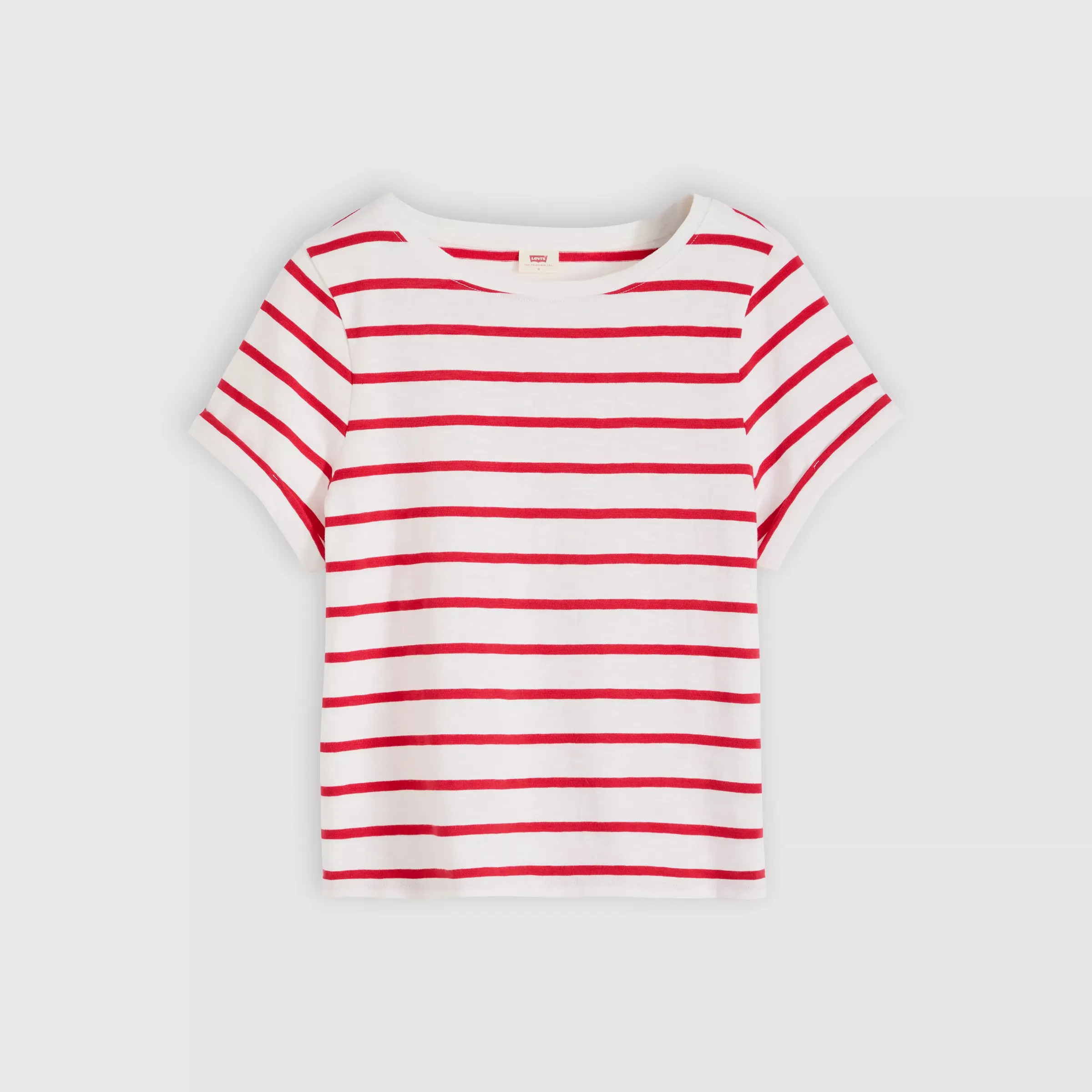 Levi's Womens Julie Slub Tee, saint stripe egret urban red - Image 5