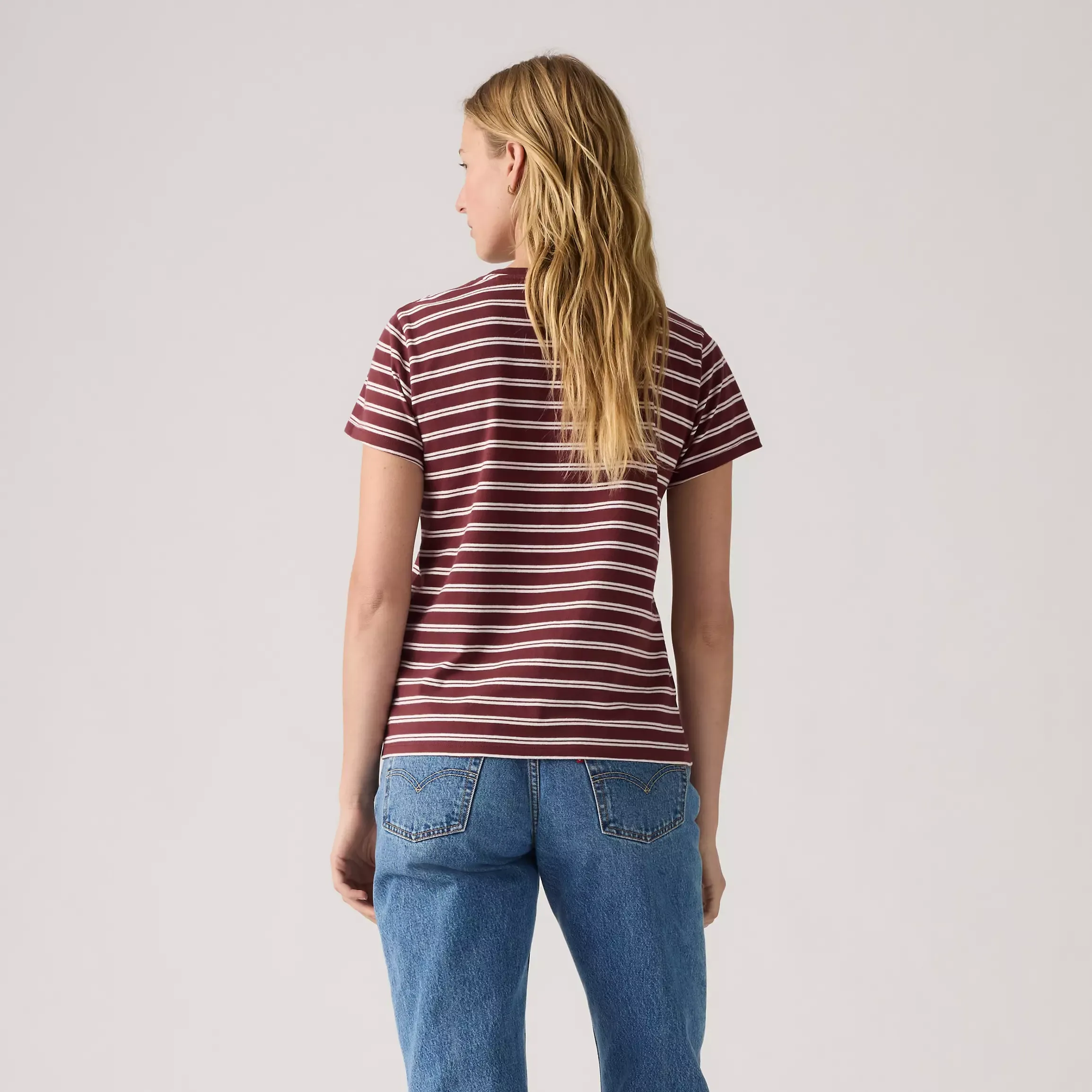 Levi's Womens Perfect Tee, trudy stripe chocolate truffle - Image 2