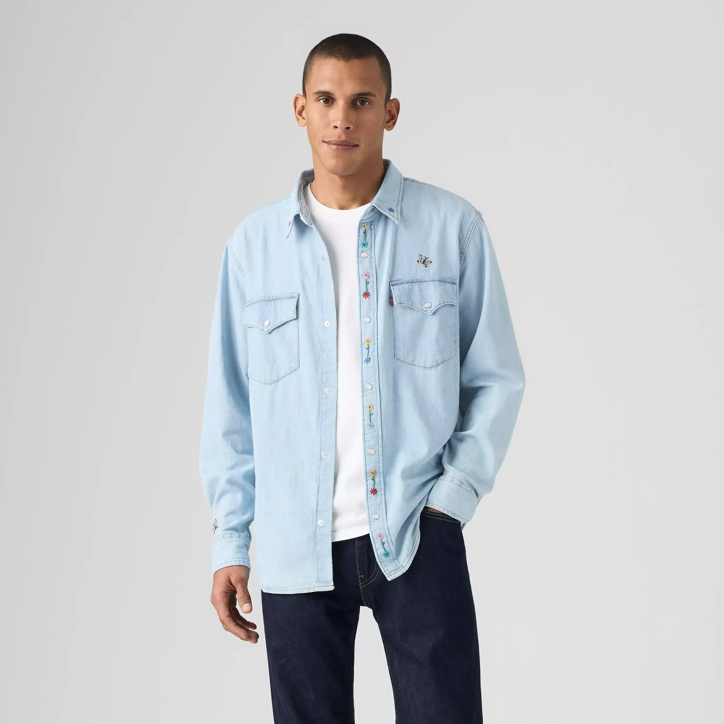 Levi's Relaxed Fit Western Shirt, spring flowers embroidered