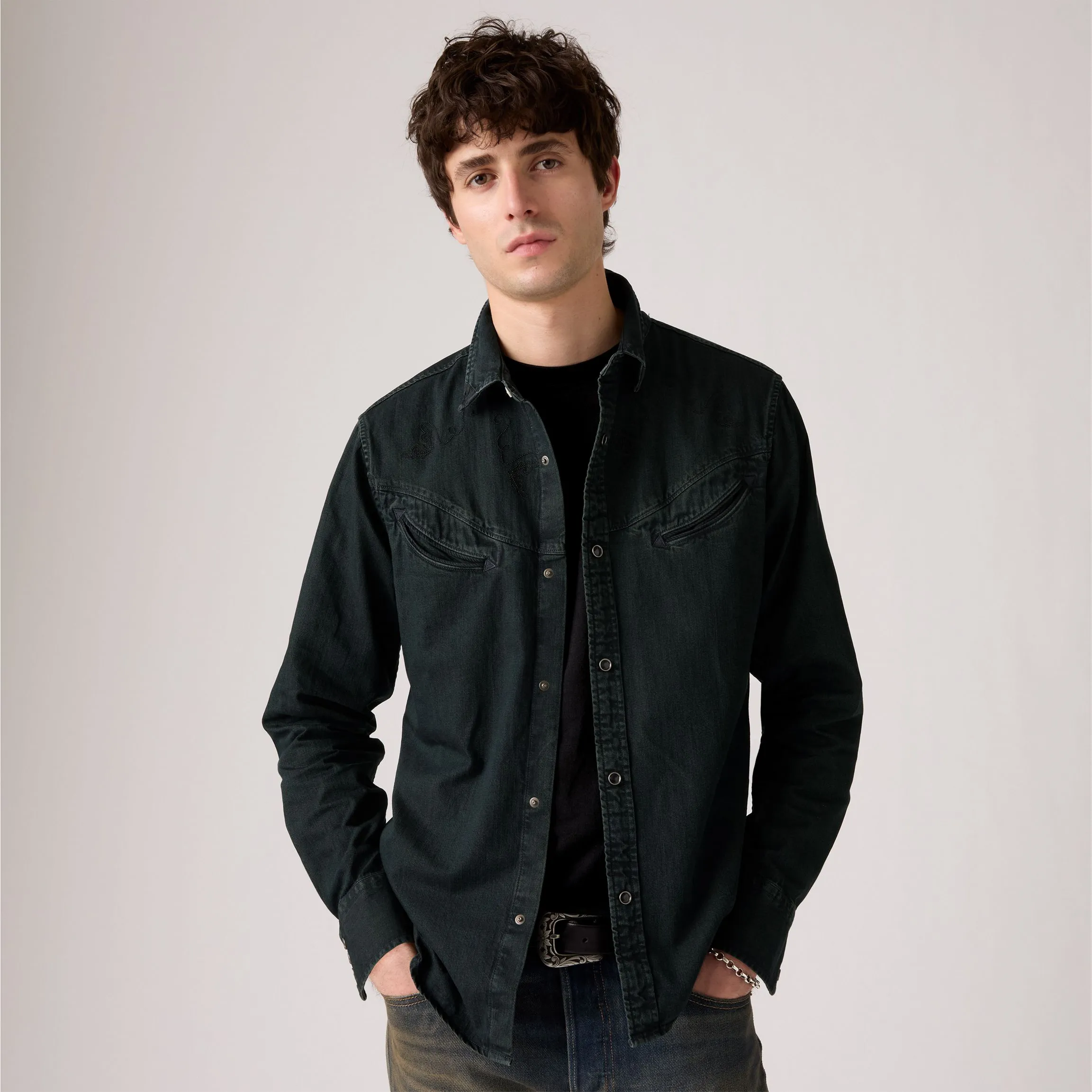Levi's Smiley Western Shirt, caridad washed black