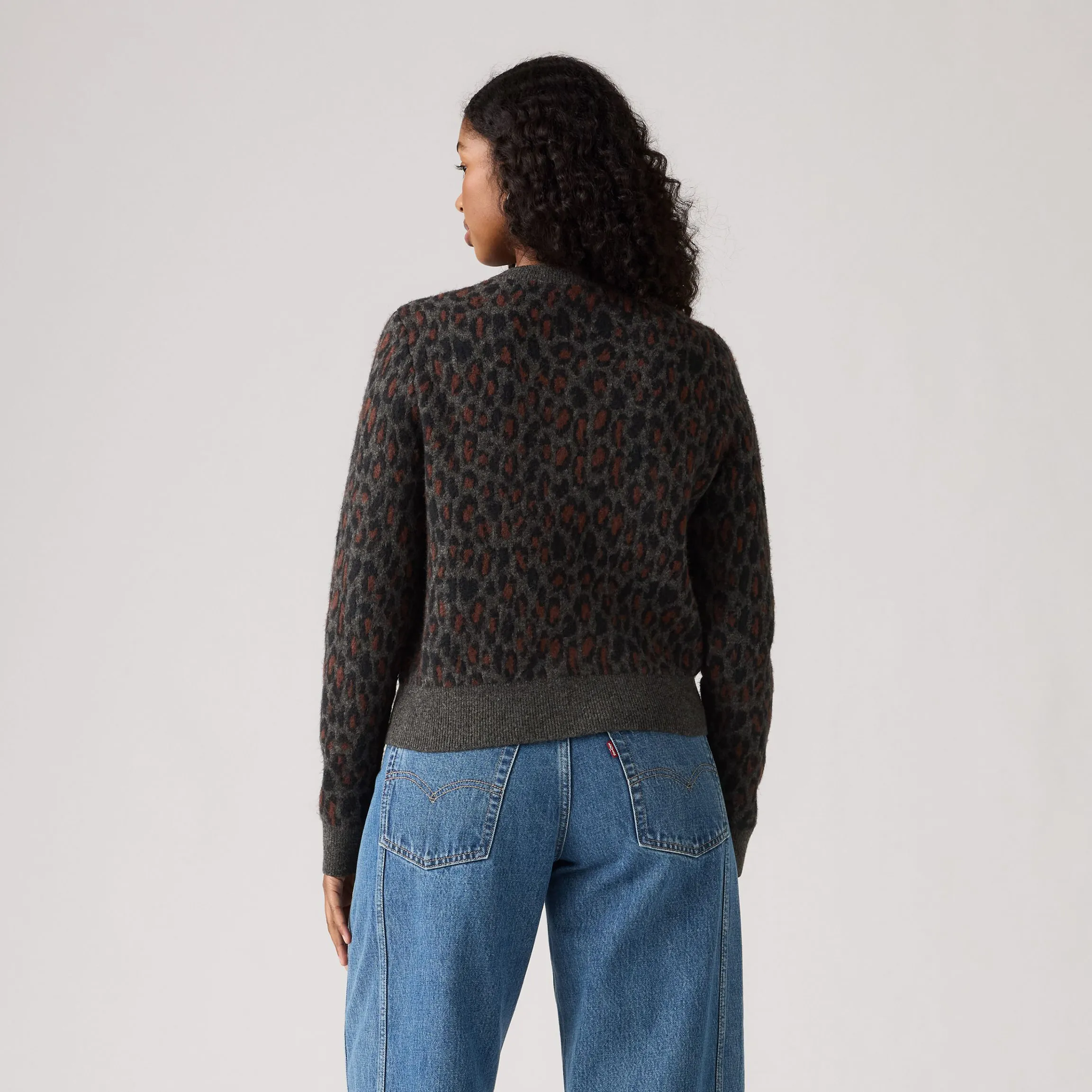 Levi's Womens Tara Wooly Cardigan, dilara leopard charcoal - Image 4