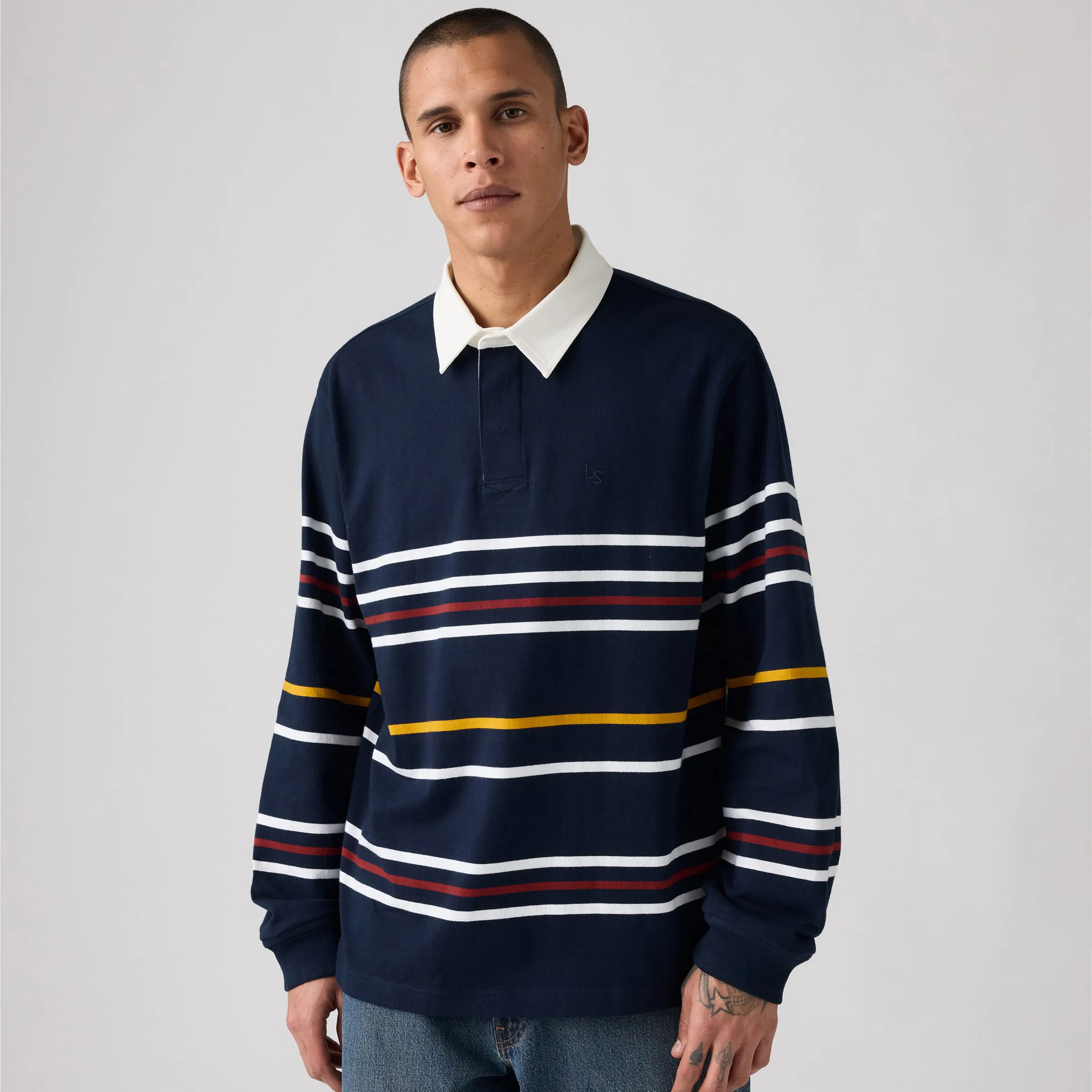 Levi's Union Rugby Shirt, theo stripe navy blazer stripe