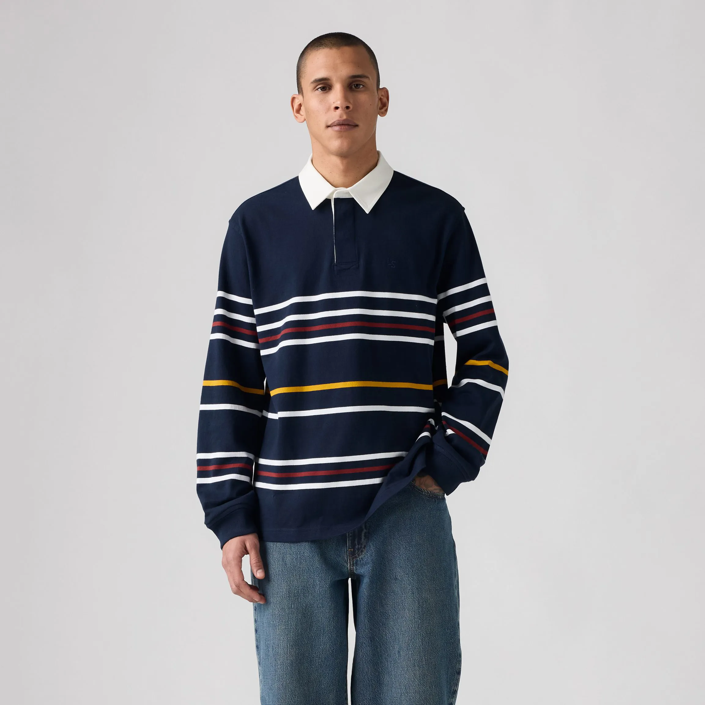 Levi's Union Rugby Shirt, theo stripe navy blazer stripe - Image 4