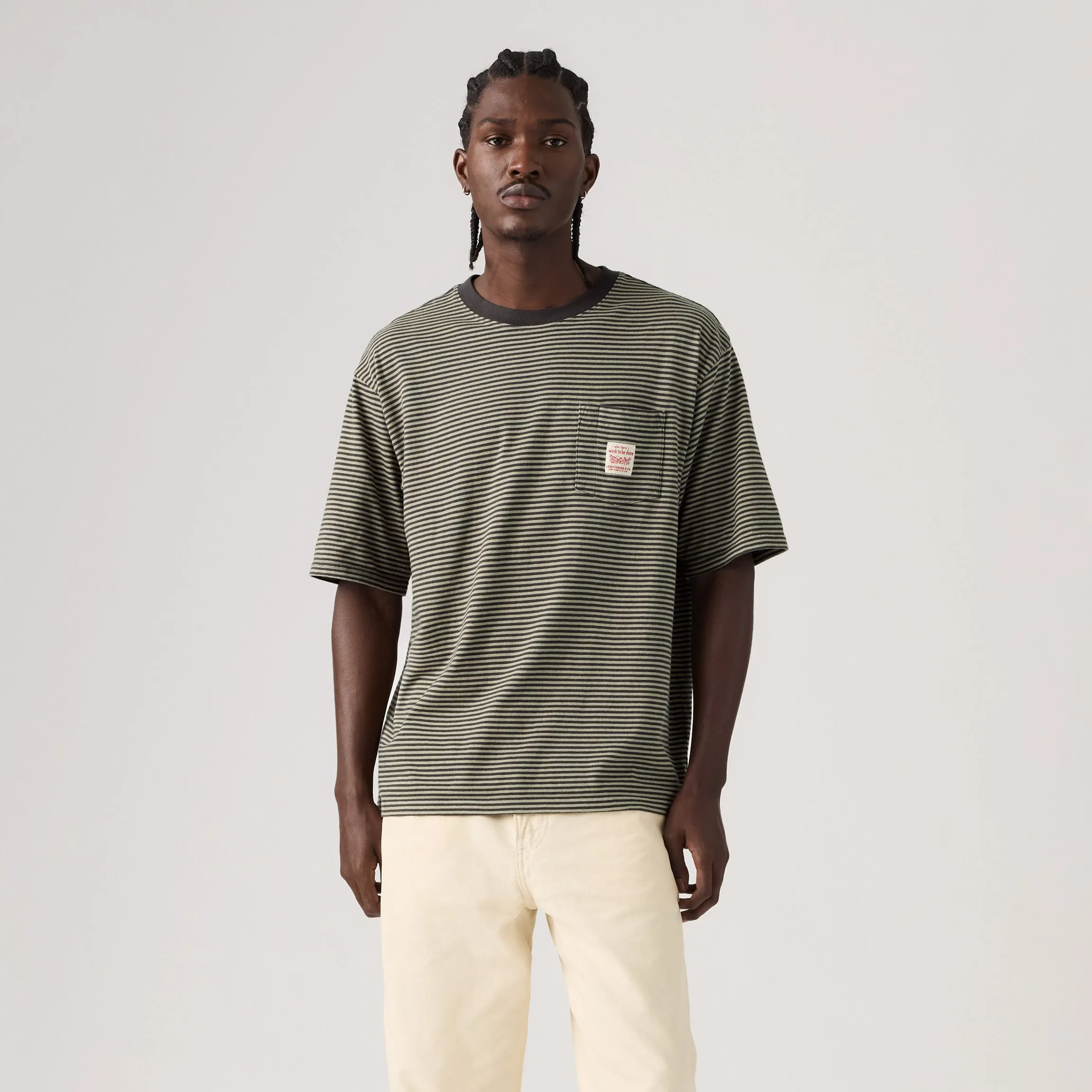 Levi's Workwear Tee, euan stripe dried sage